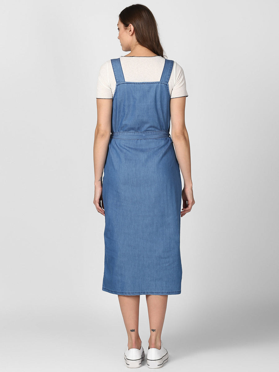 Women's Light Blue Denim Dress with Straps (inner not included