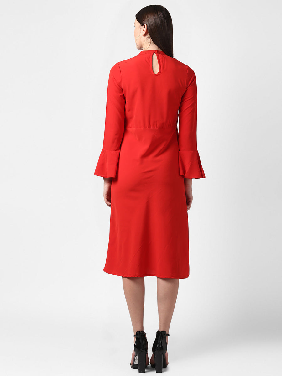 12963 Red Dress Stone Detail Sleeve Dress main image 1