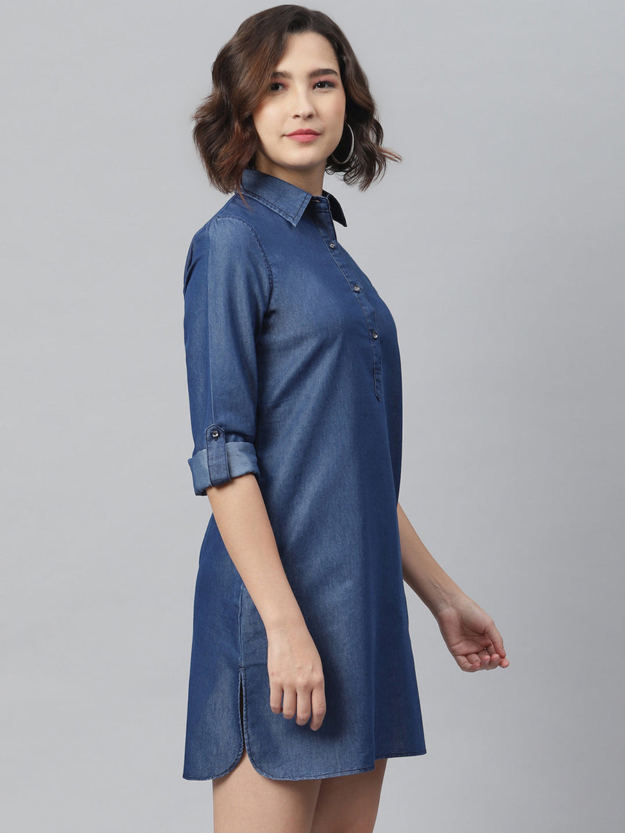SHIRRING COLLAR DENIM DRESS ワンピース 【公式通販】