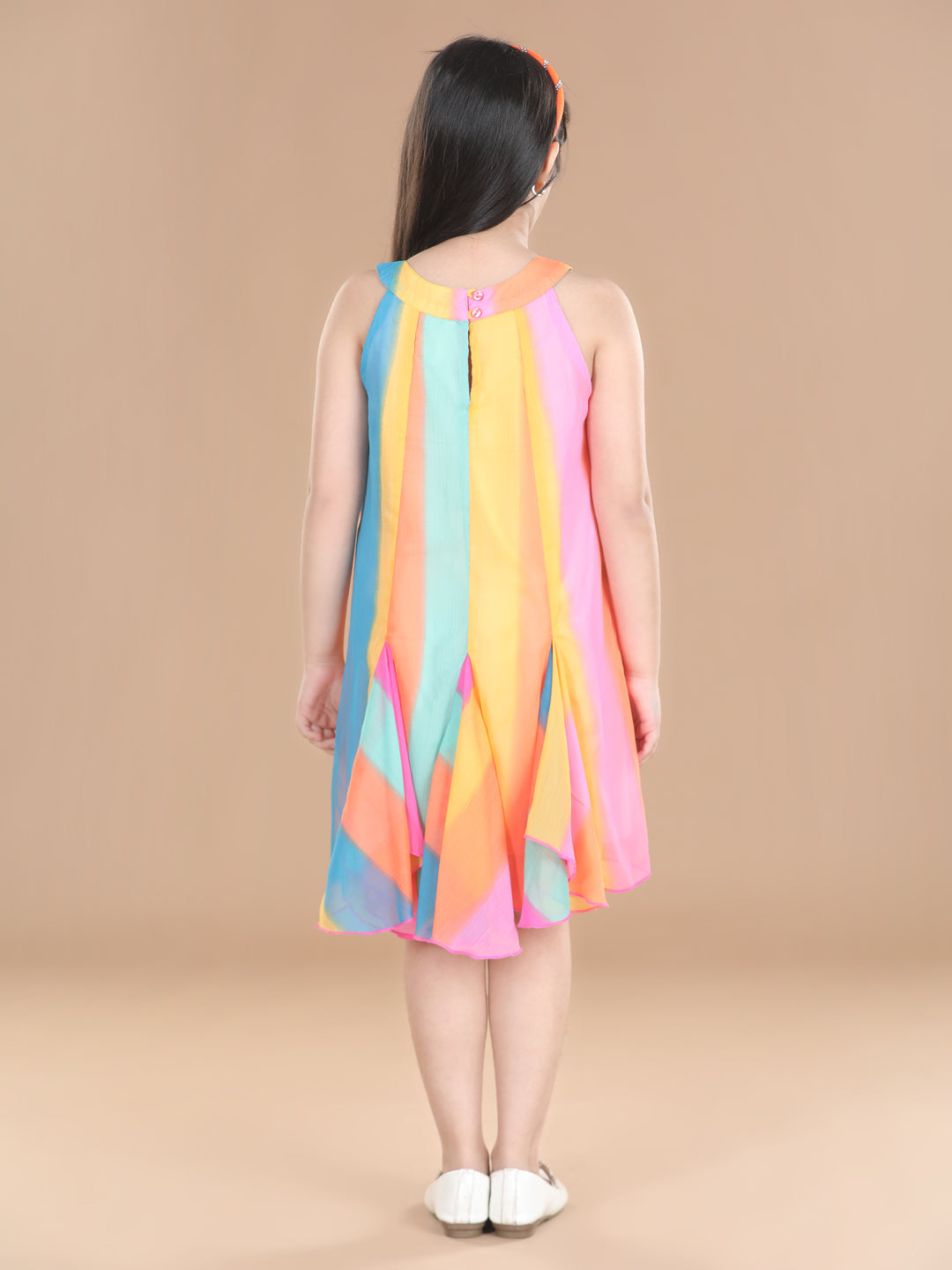 Girls Multi Coloured Printed Flap Dress