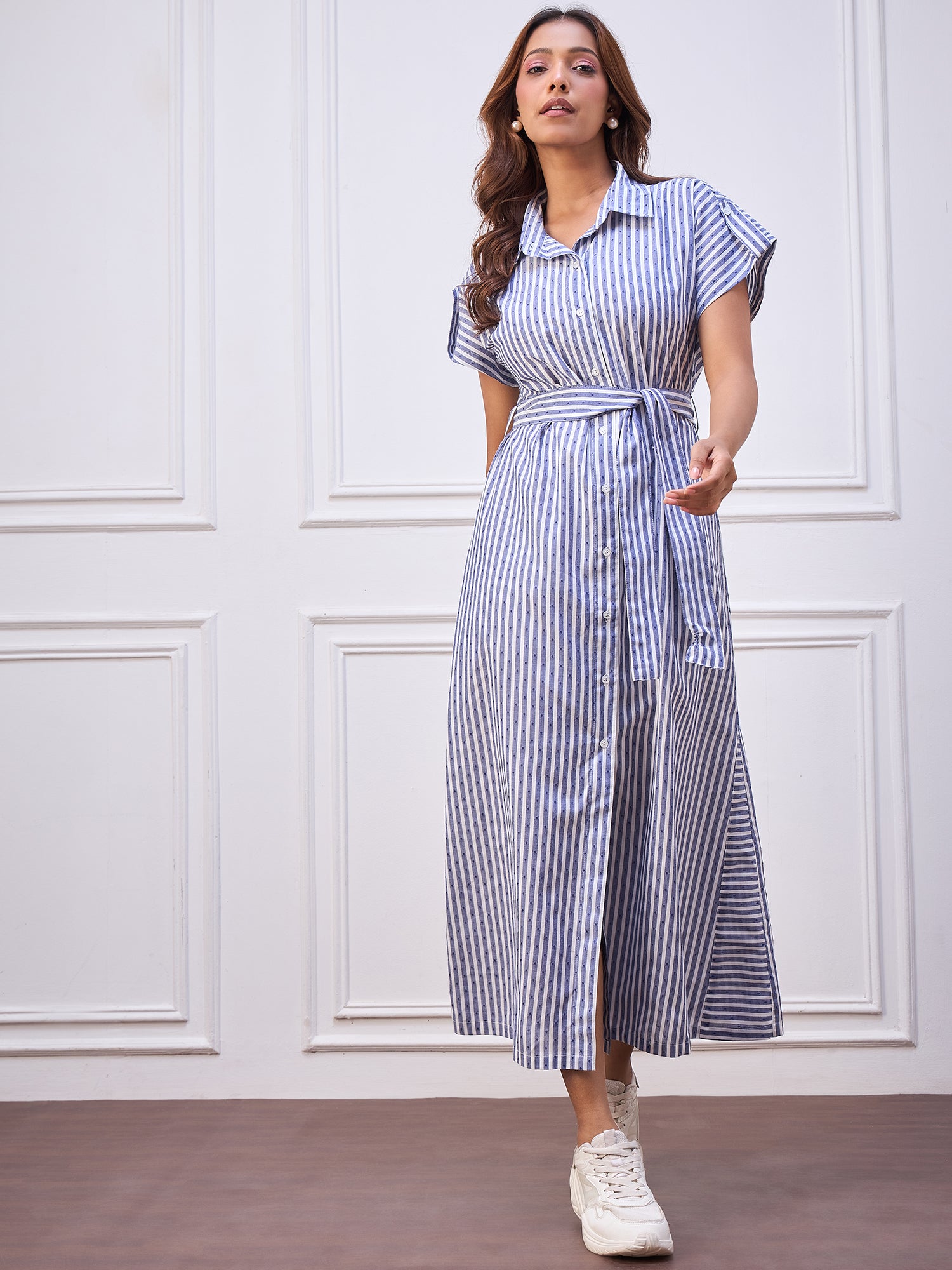 StyleStone Women's Stripe Cotton Maxi Dress