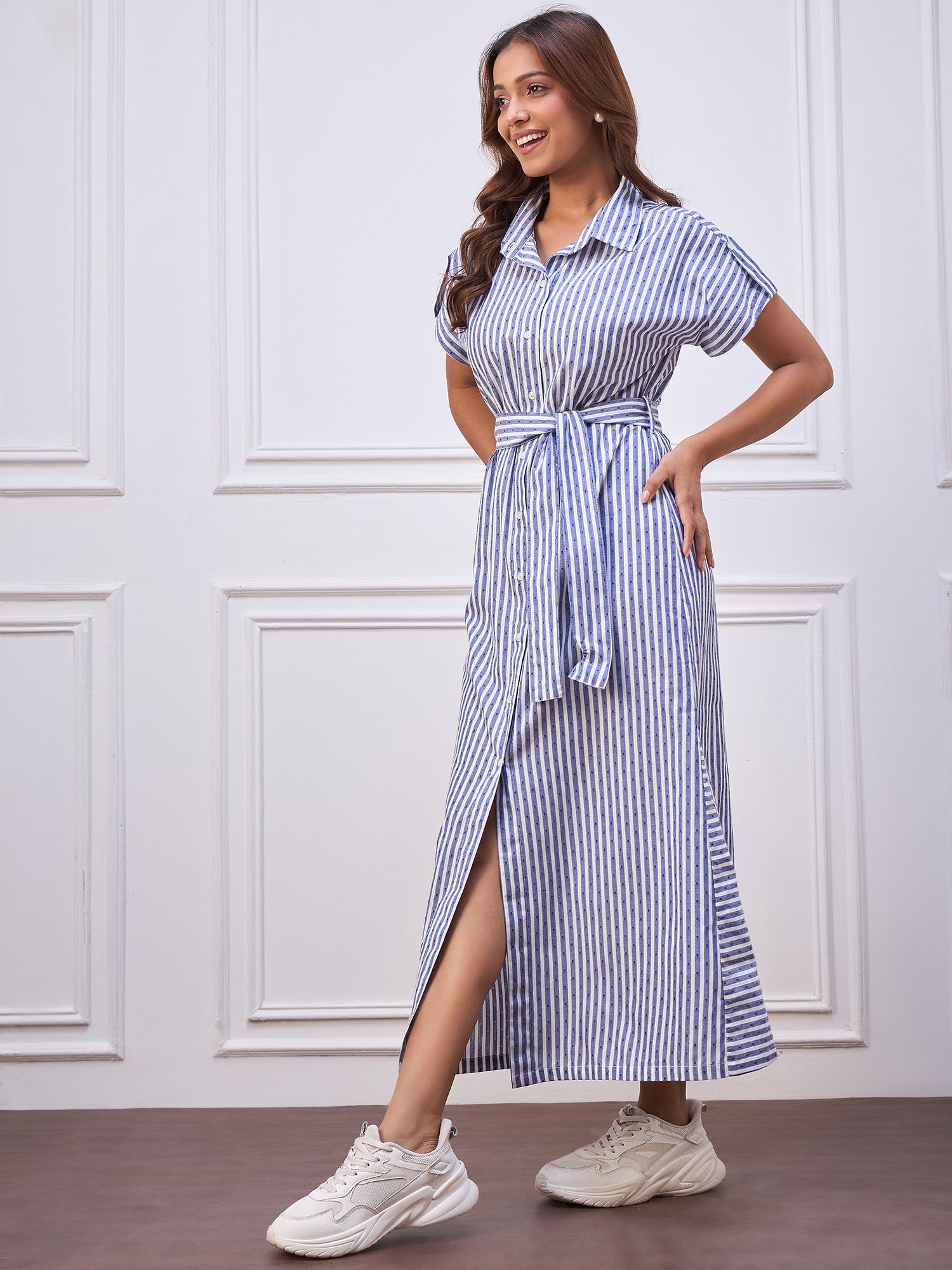 StyleStone Women's Stripe Cotton Maxi Dress