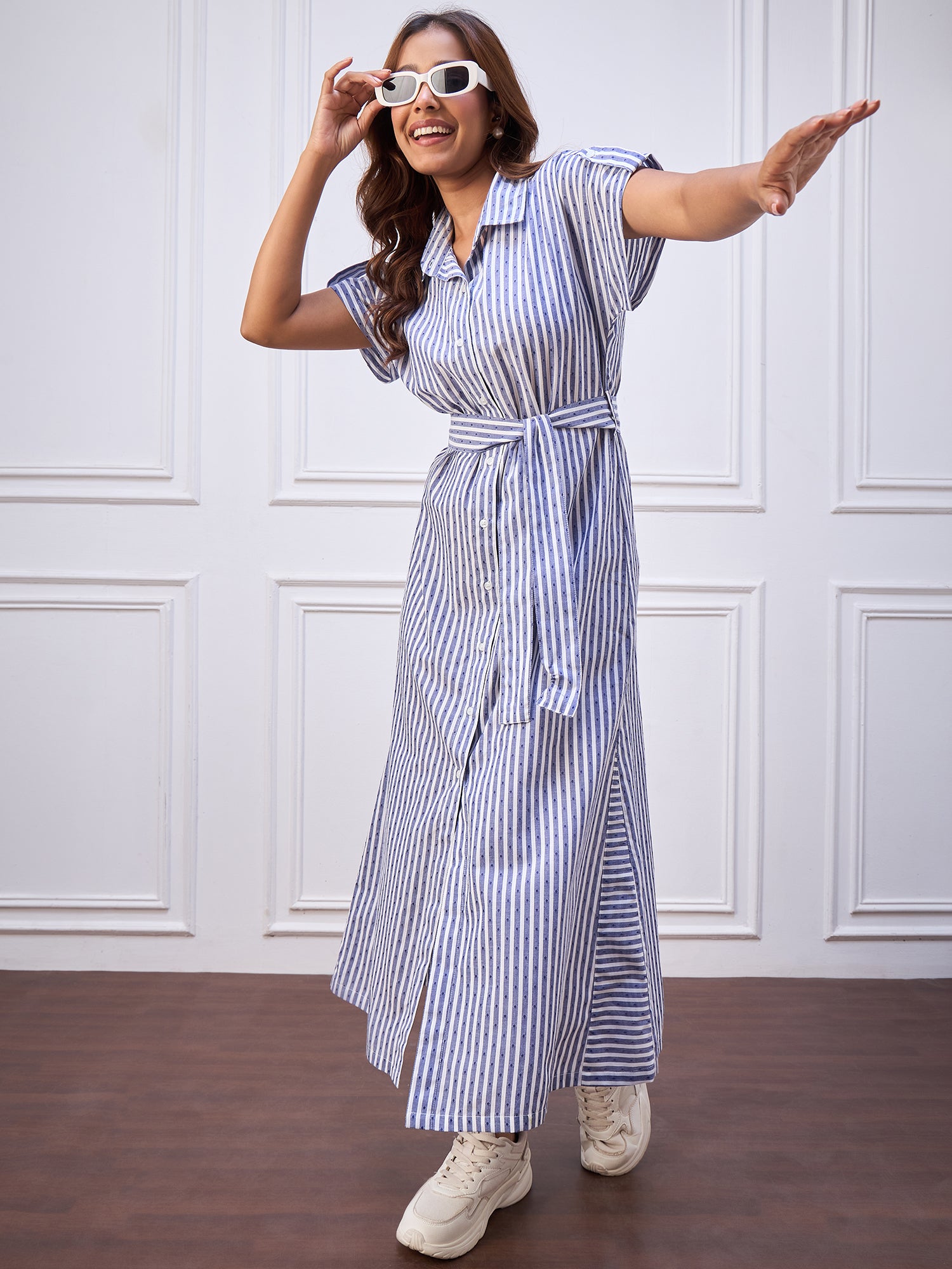StyleStone Women's Stripe Cotton Maxi Dress