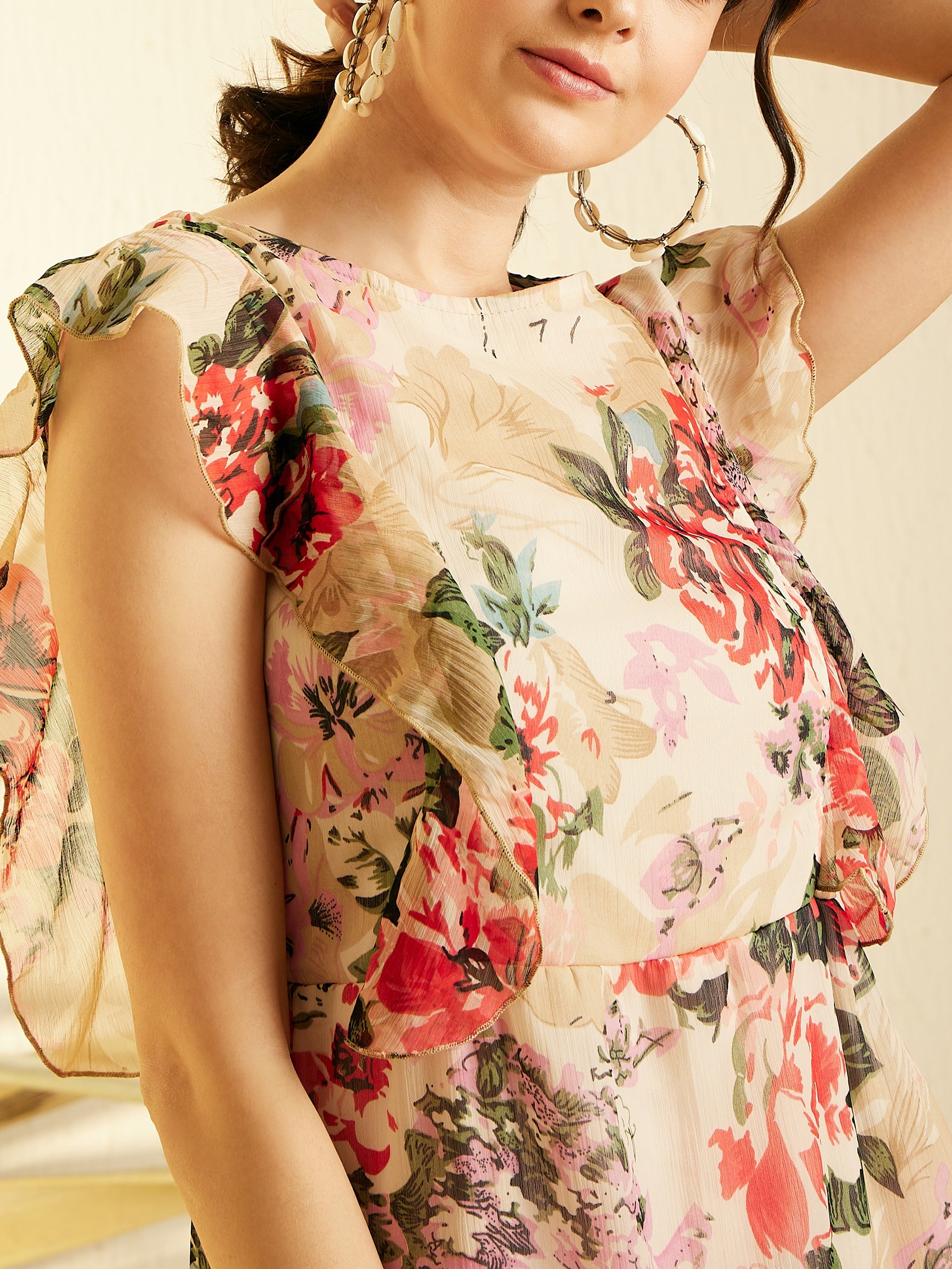 StyleStone Women's Floral Chiffon Maxi Dress
