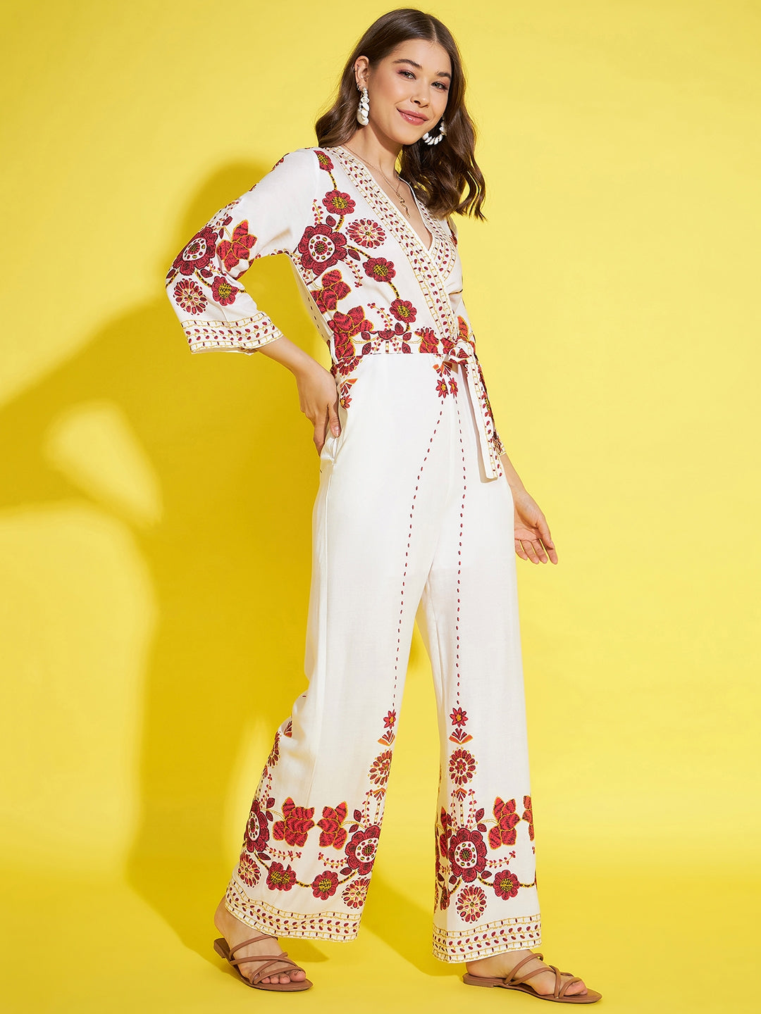StyleStone Women's Rayon Printed Floral Jumpsuit