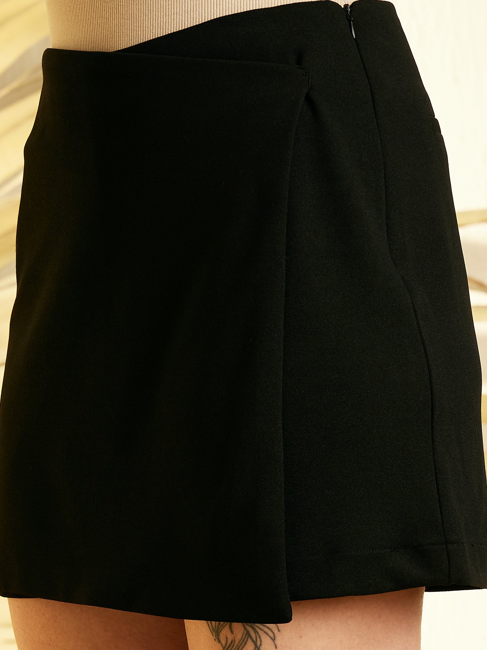 StyleStone Women's Black Scuba Mini Skorts