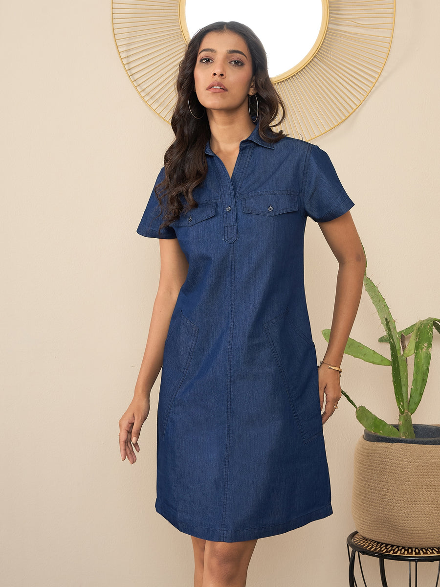 StyleStone Women's Denim Dress with Pockets – Stylestone