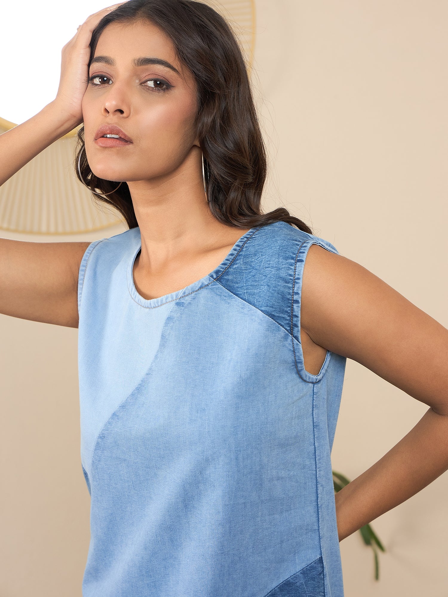 StyleStone Women's Denim Dress with patchwork detail – Stylestone
