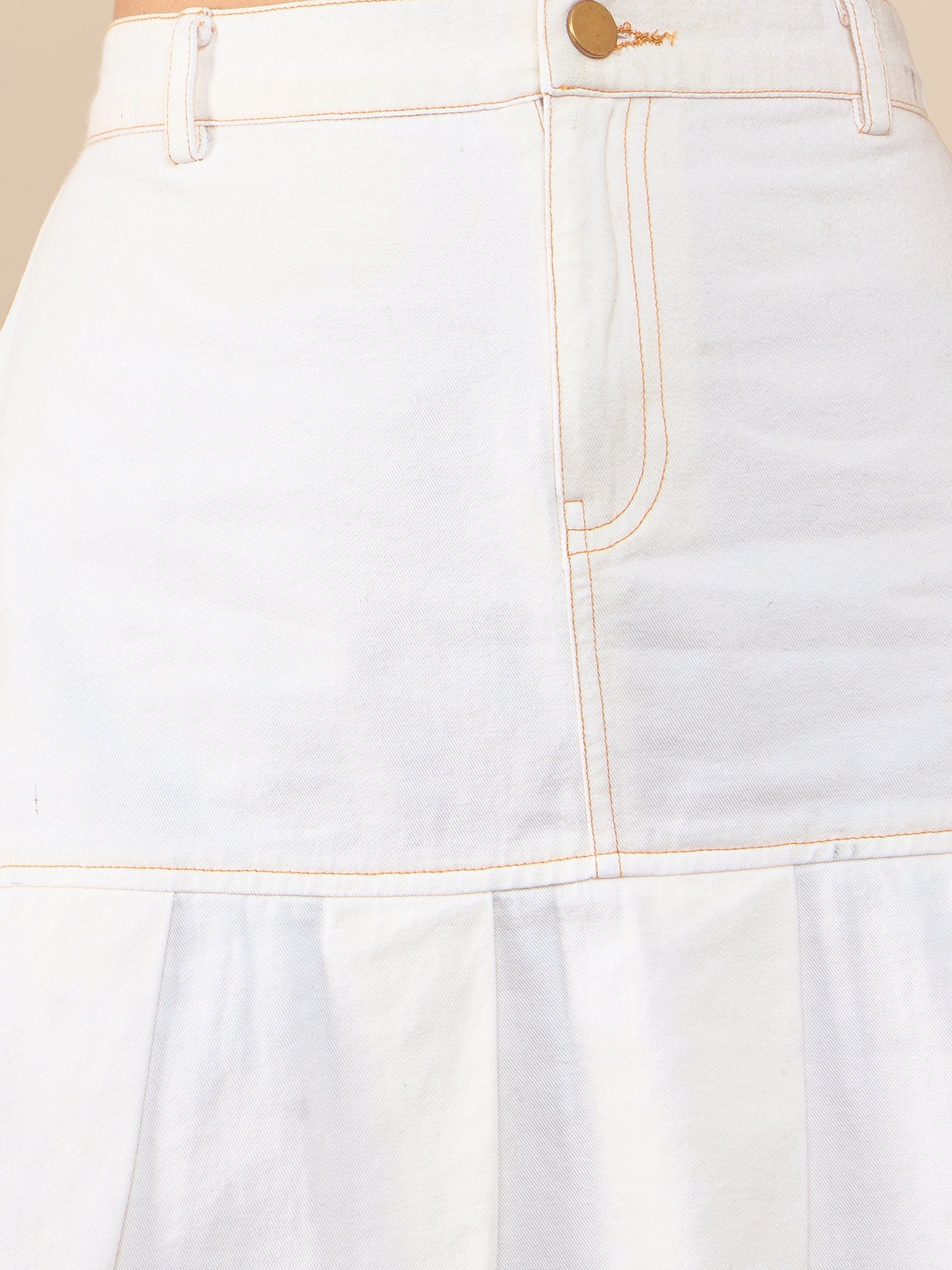 StyleStone Women s Off White Denim Skirt with Crop Jacket Co Ord Set Stylestone