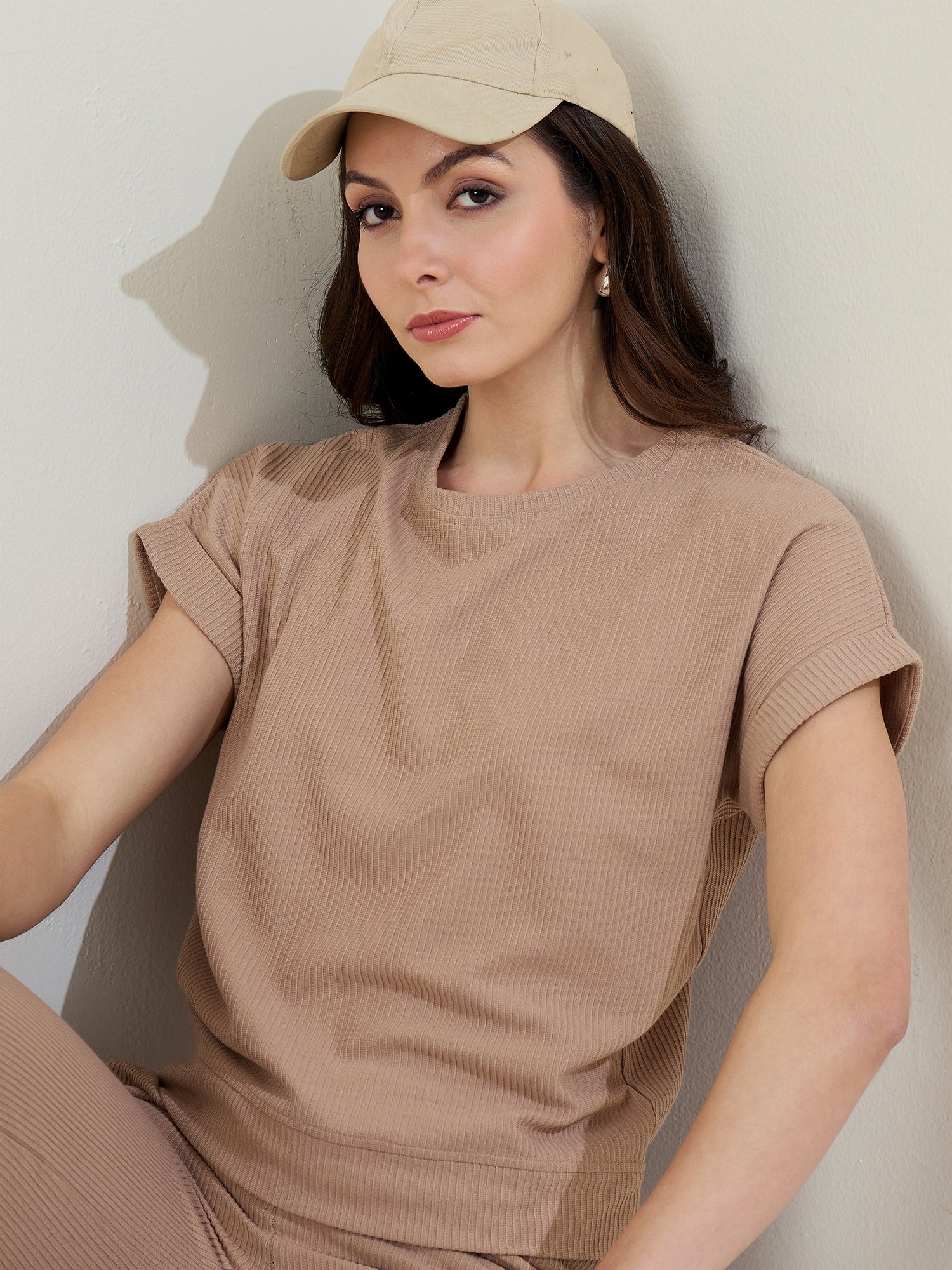 StyleStone Women's  Ribbed Cotton Co-Ord Set