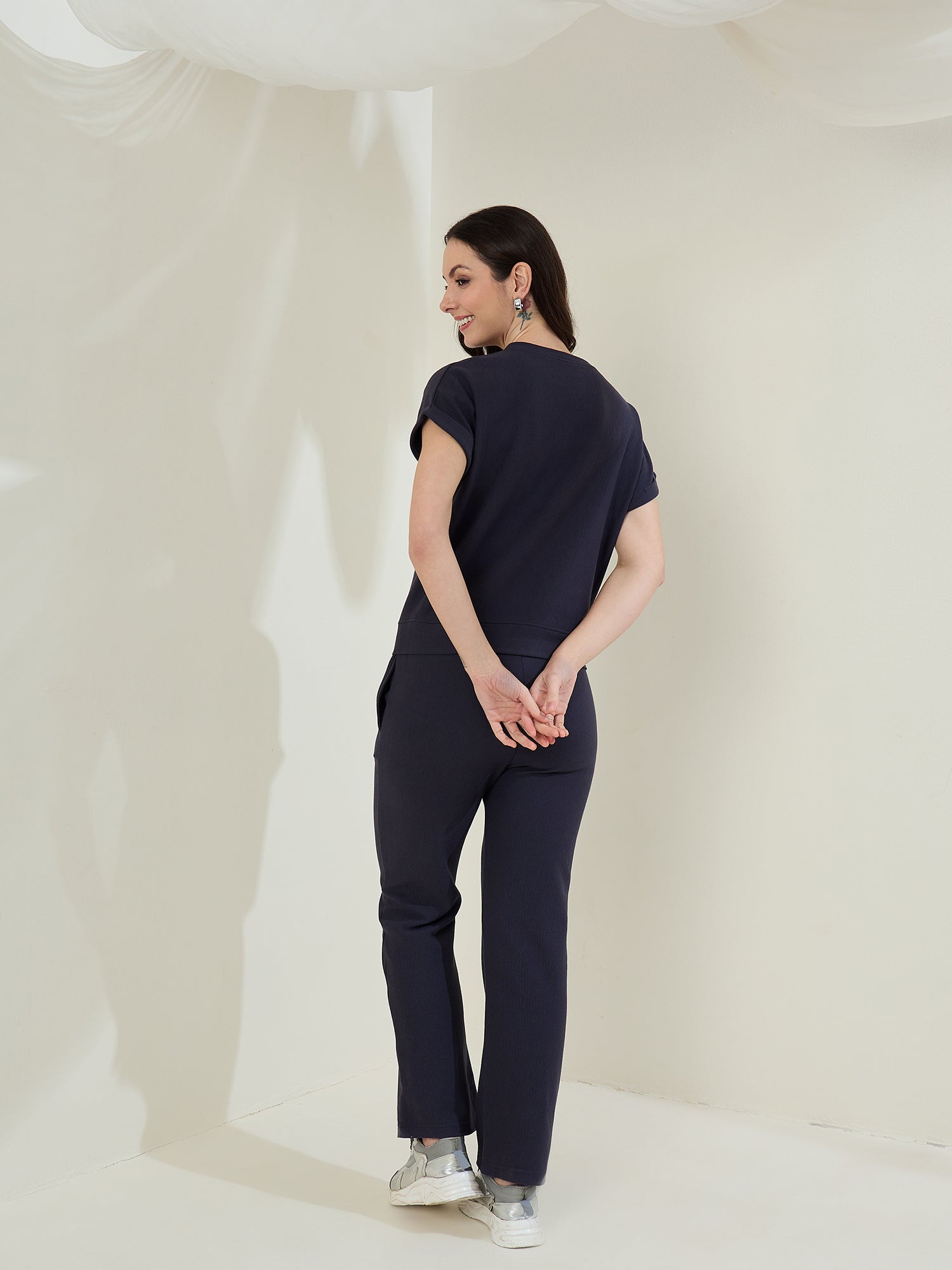 StyleStone Women's  Ribbed Cotton Co-Ord Set