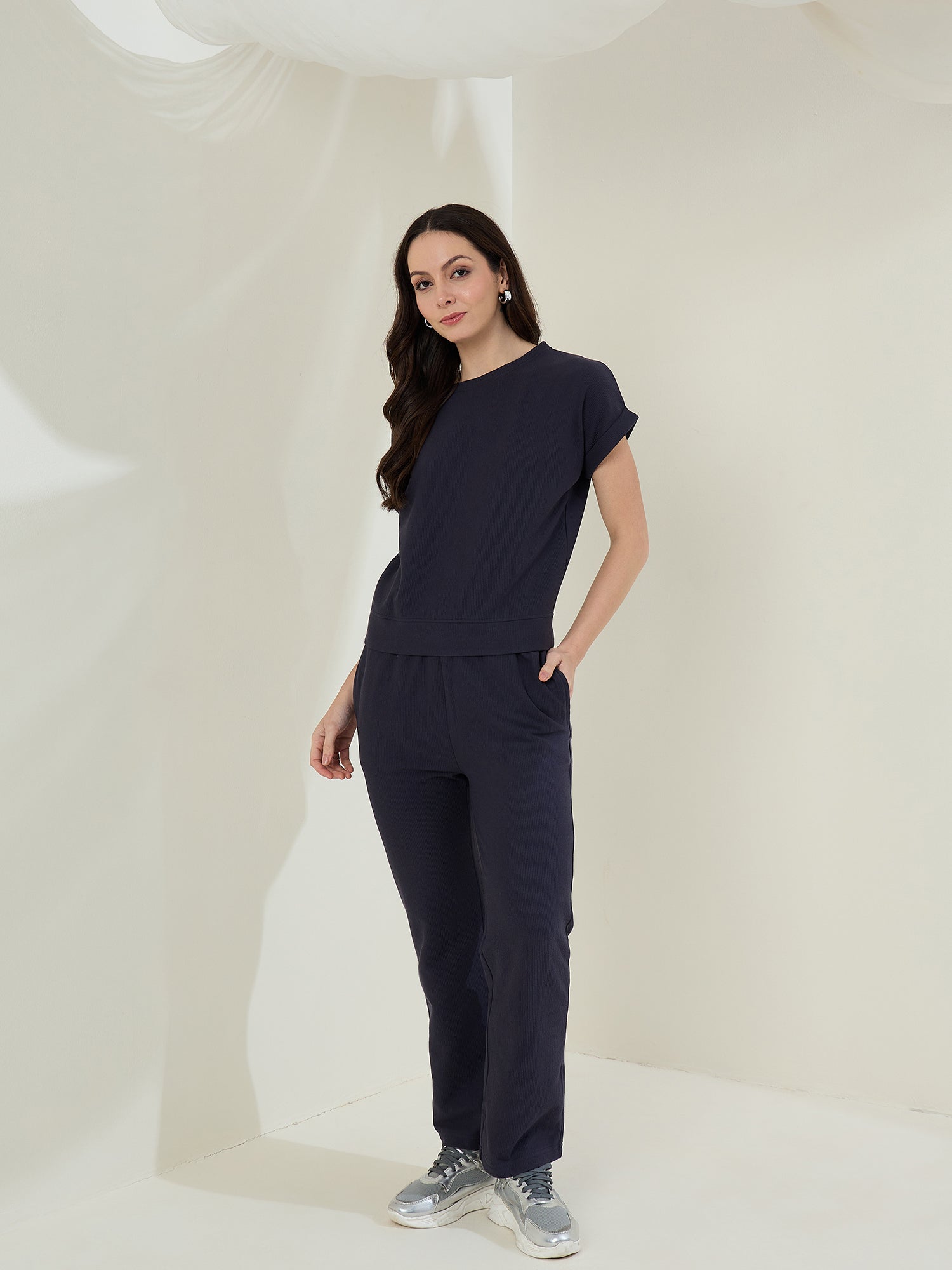 StyleStone Women's  Ribbed Cotton Co-Ord Set