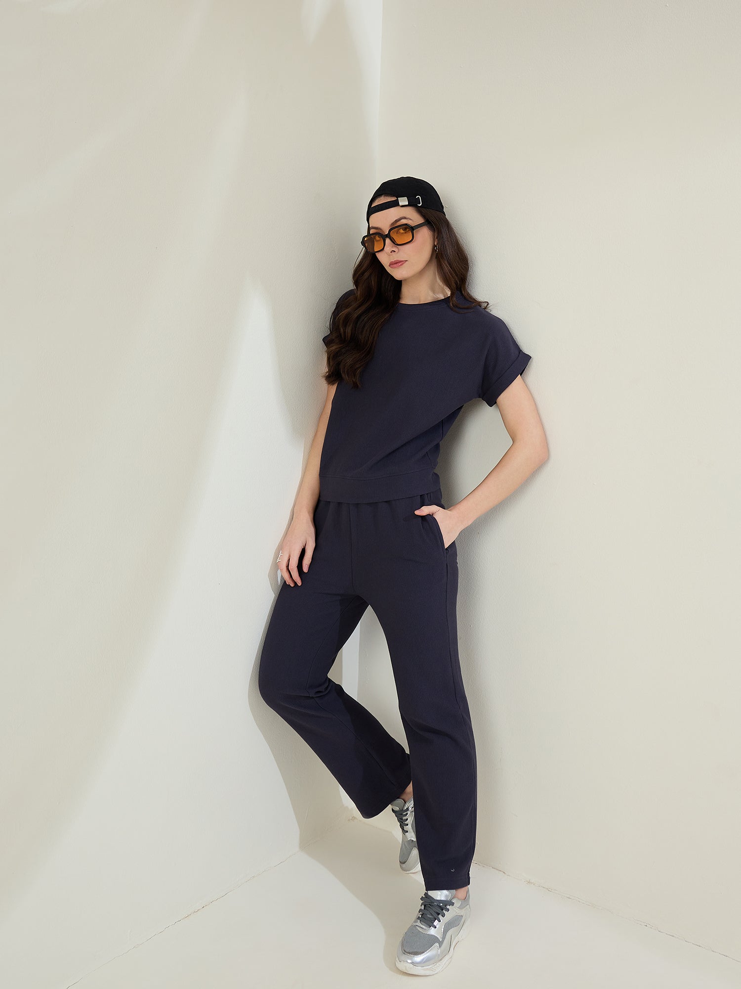 StyleStone Women's  Ribbed Cotton Co-Ord Set