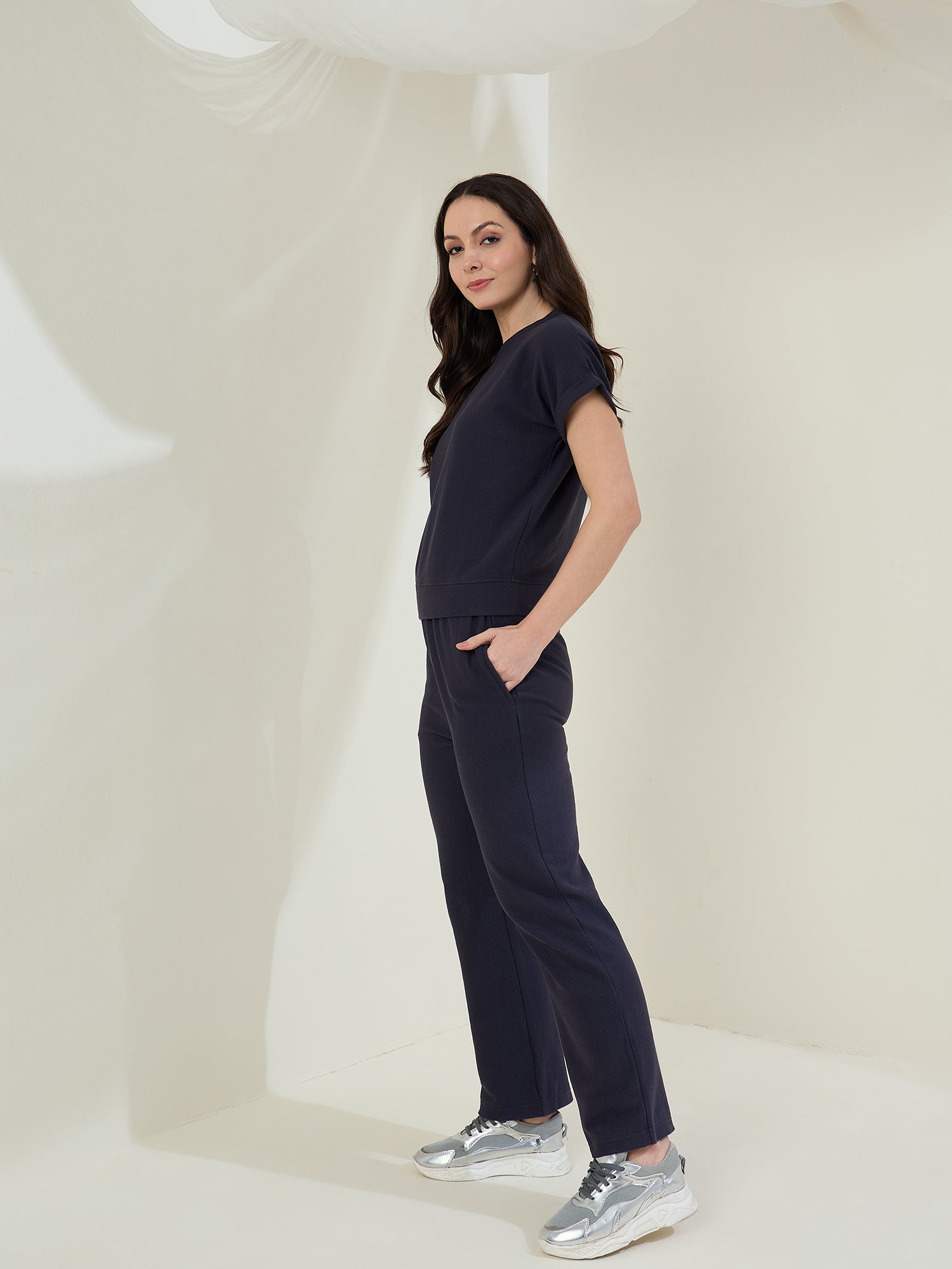 StyleStone Women's  Ribbed Cotton Co-Ord Set