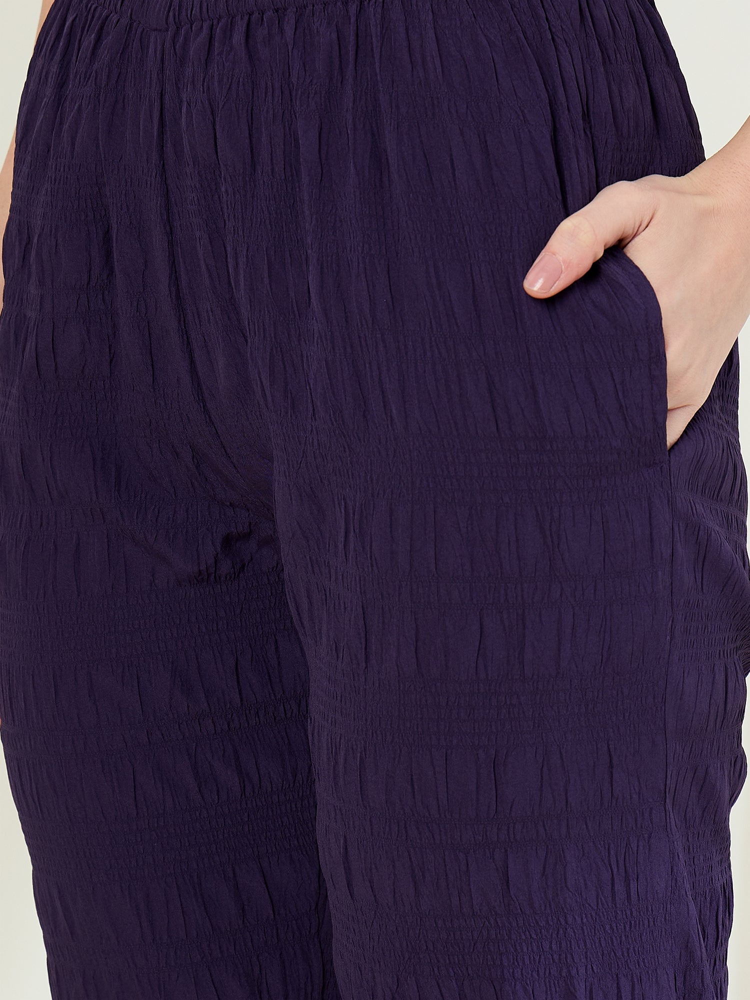 StyleStone Women's Purple Textured Shrug & Pant Set (inner not included)