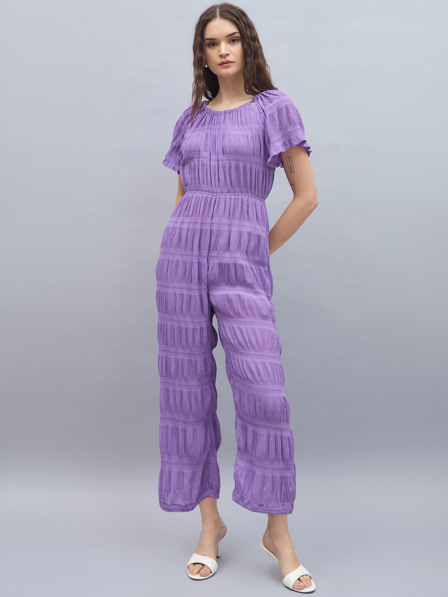 StyleStone Women's Crinkle Polyester Jumpsuit