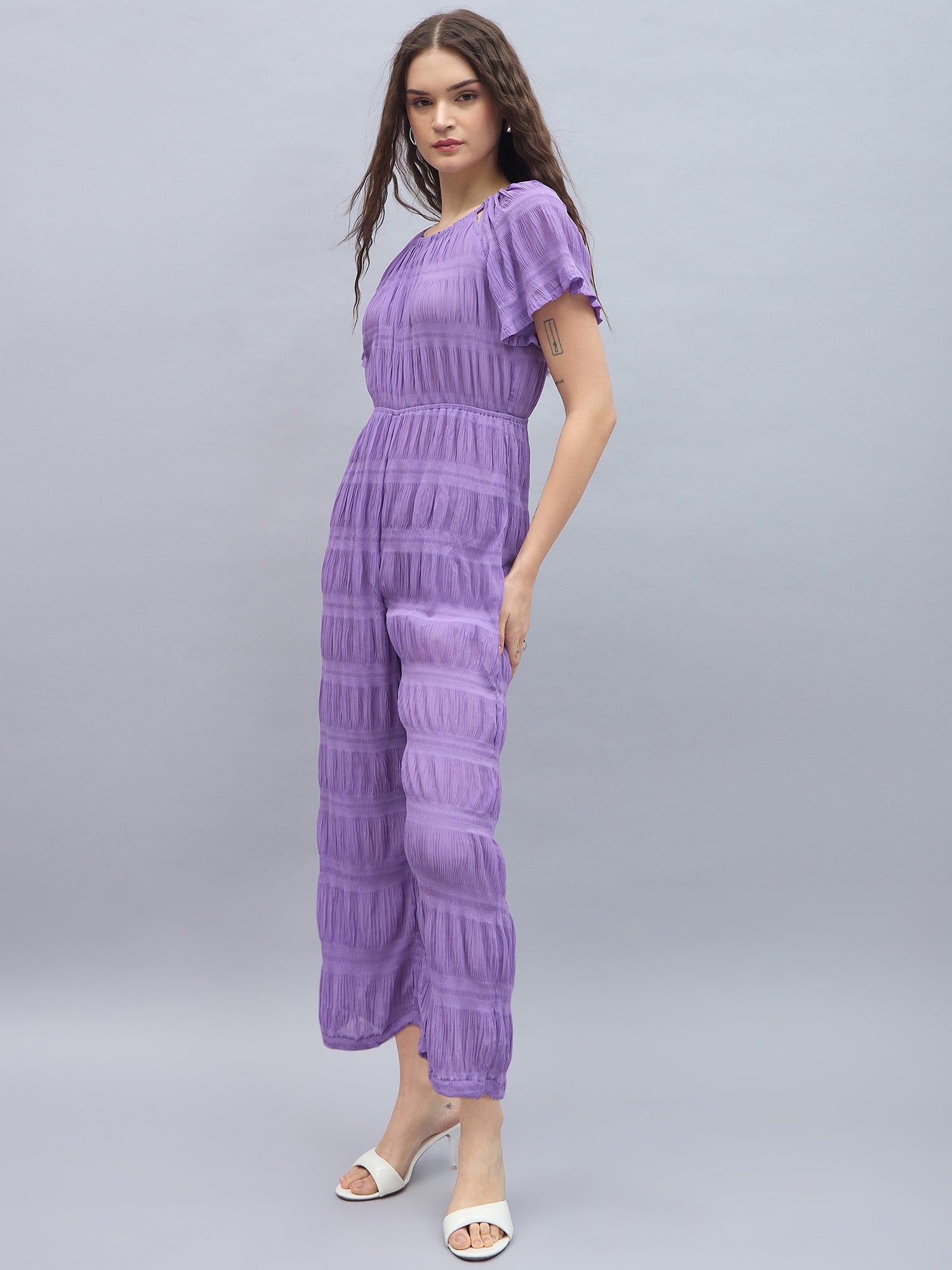 StyleStone Women's Crinkle Polyester Jumpsuit