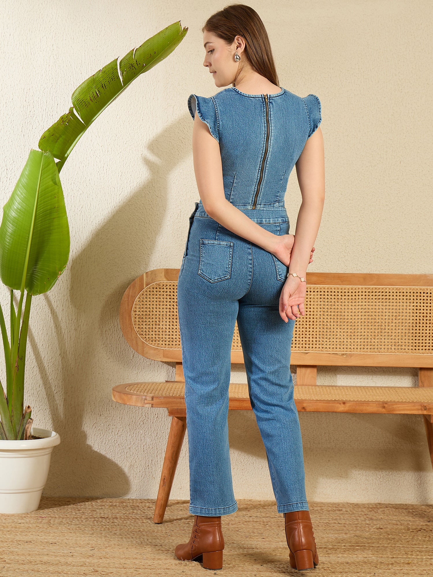 StyleStone Women's Denim Co-Ord Set of Top & Trousers