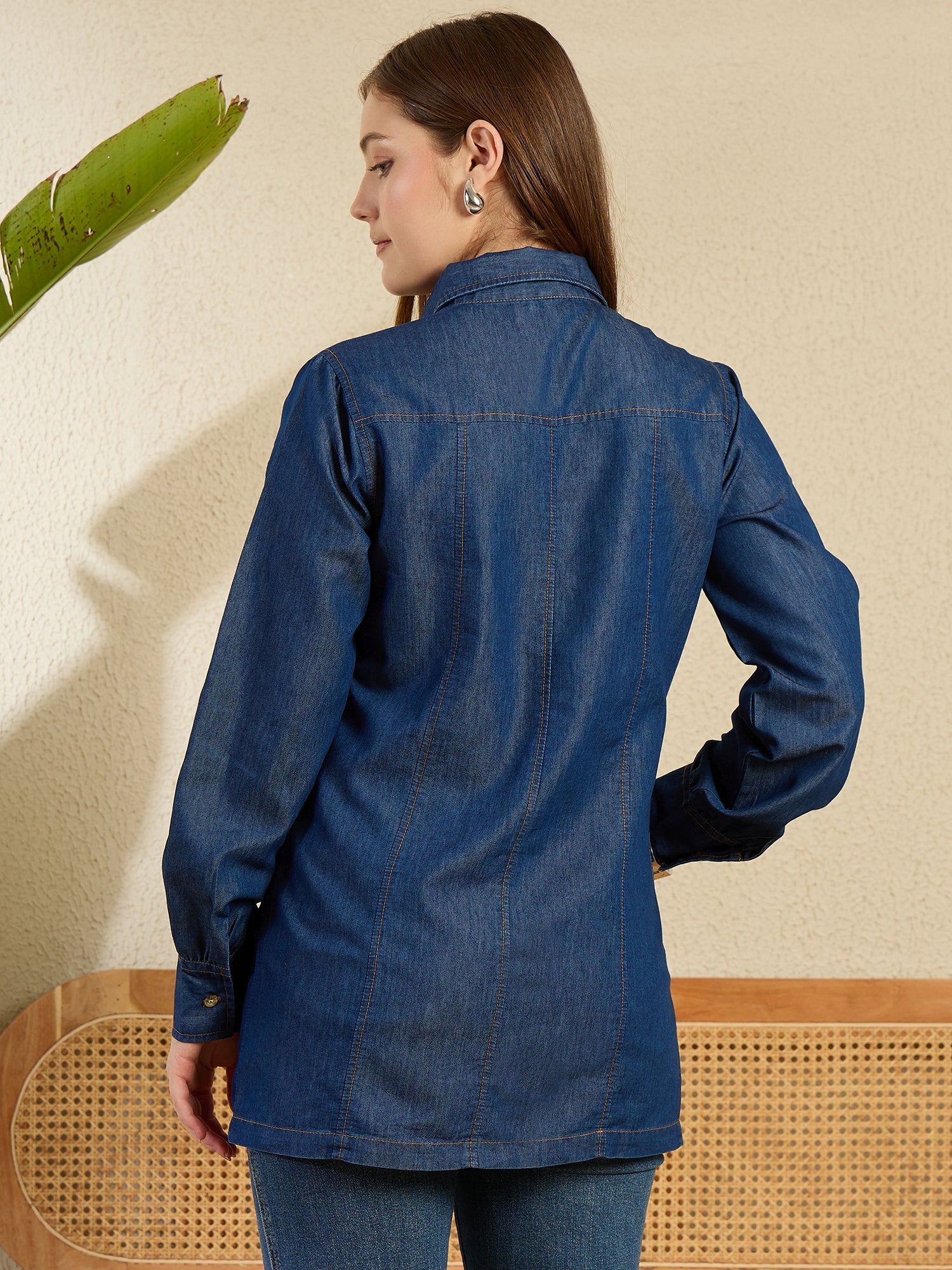 StyleStone Women's Denim Solid Shirt