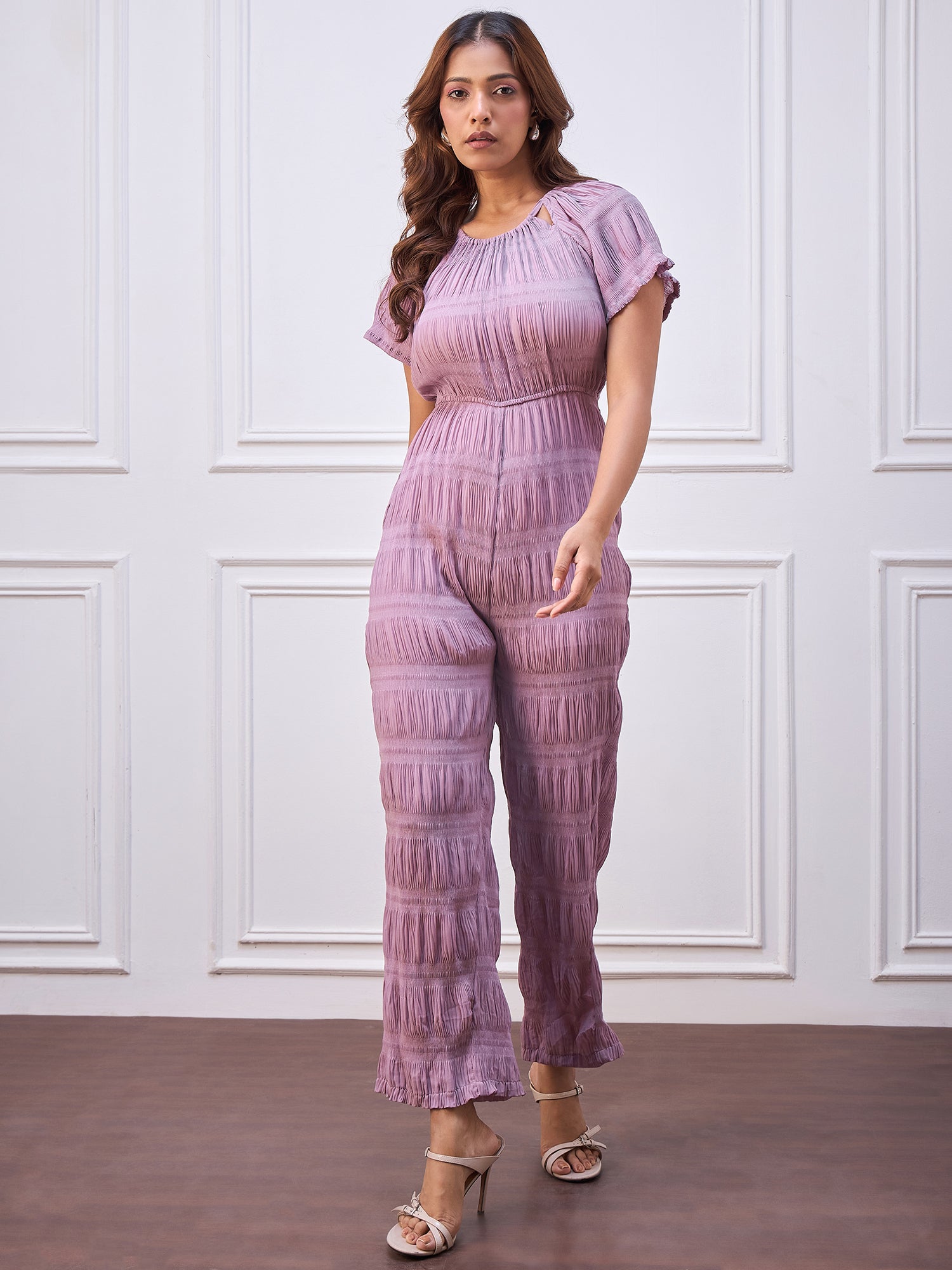 StyleStone Women's Lavender Crinkle Jumpsuit