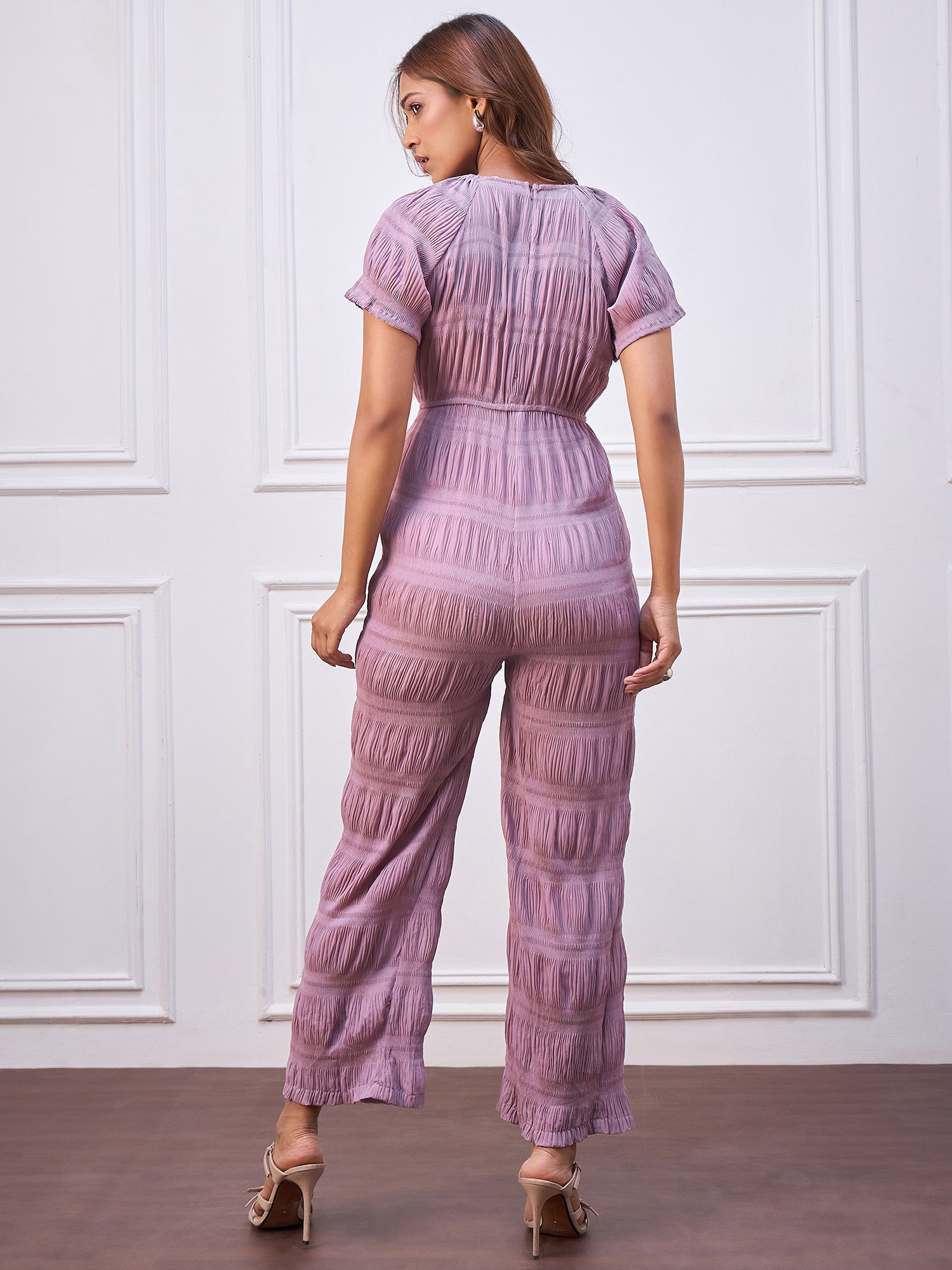 StyleStone Women's Lavender Crinkle Jumpsuit