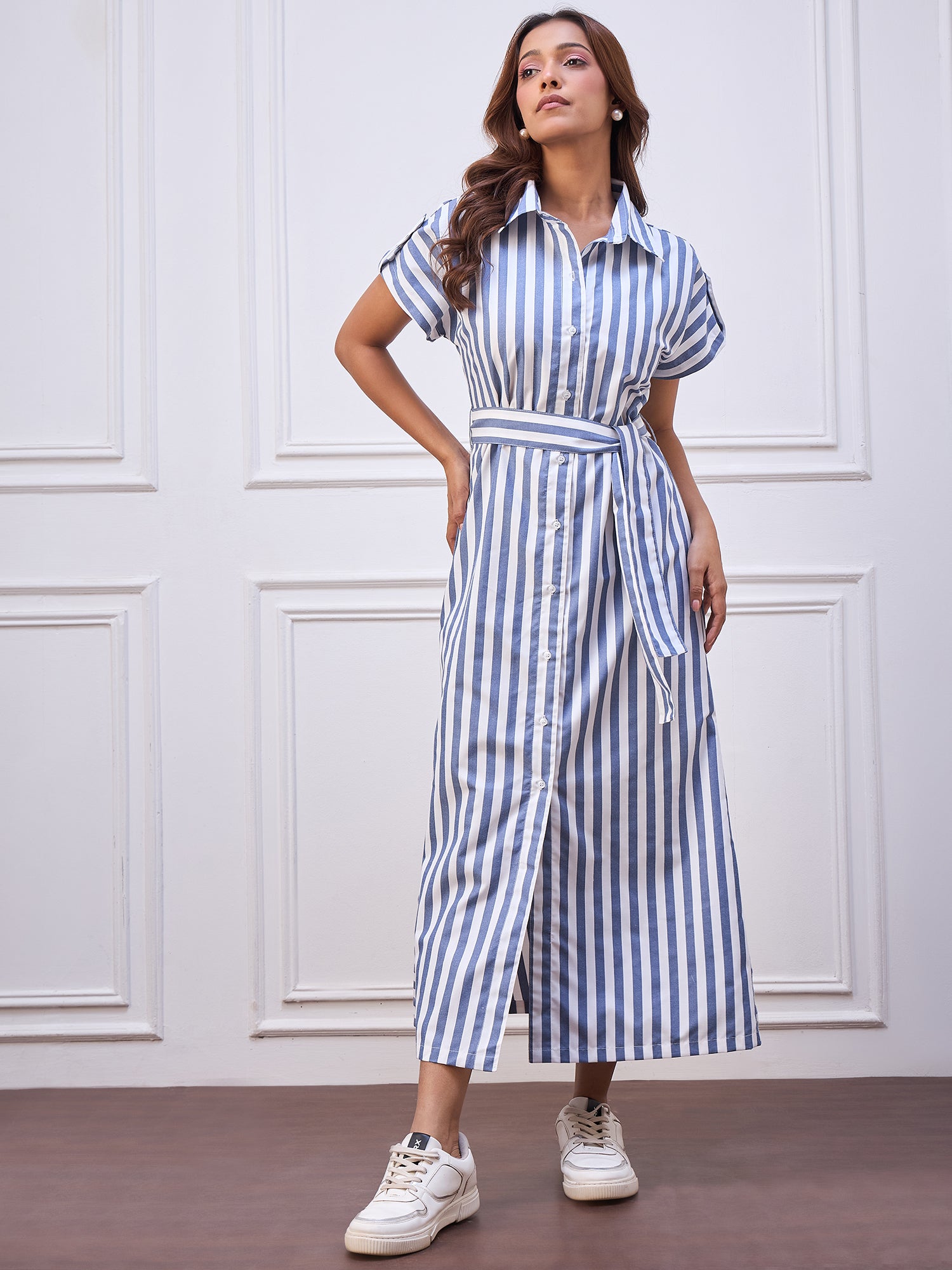 StyleStone Women's Stripe Cotton Maxi Dress