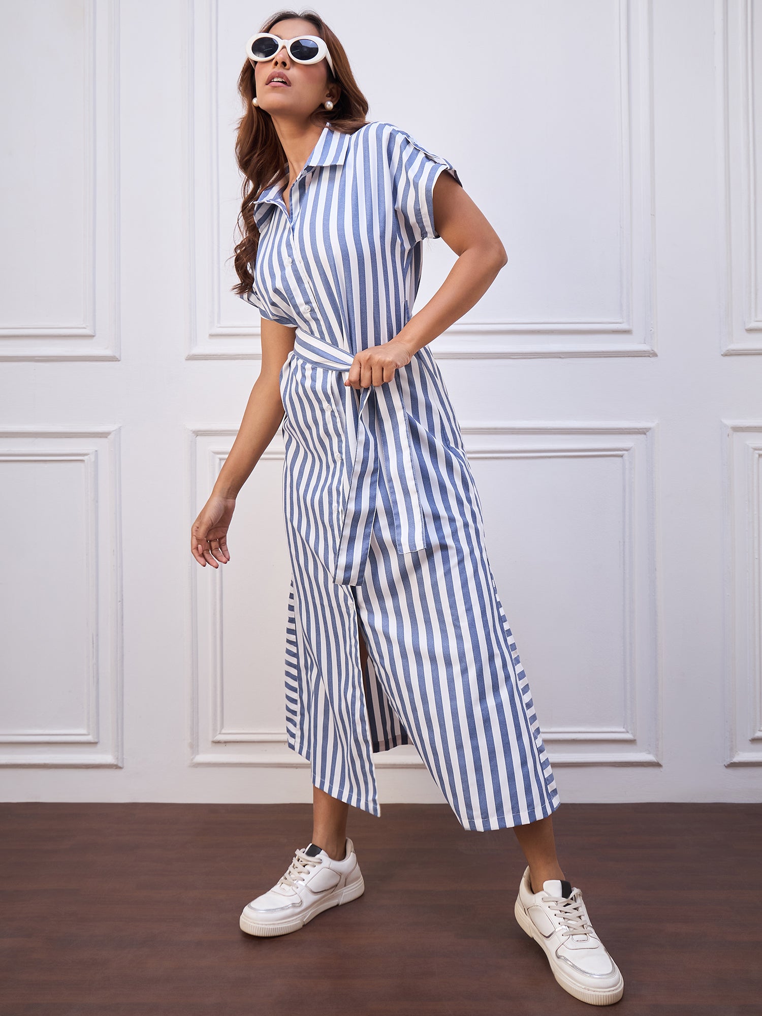 StyleStone Women's Stripe Cotton Maxi Dress