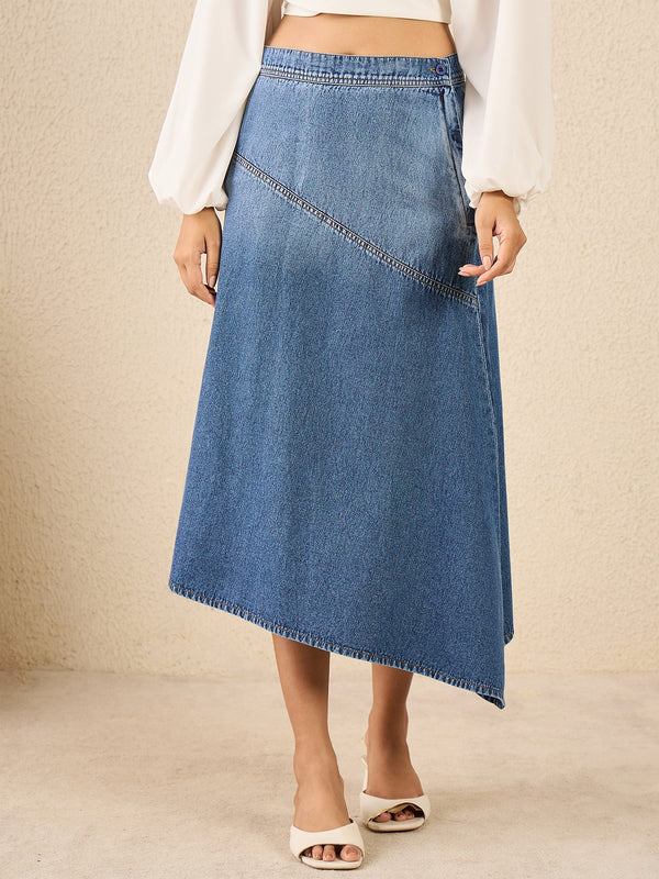 StyleStone Women's Denim Skirt with Ombre effect