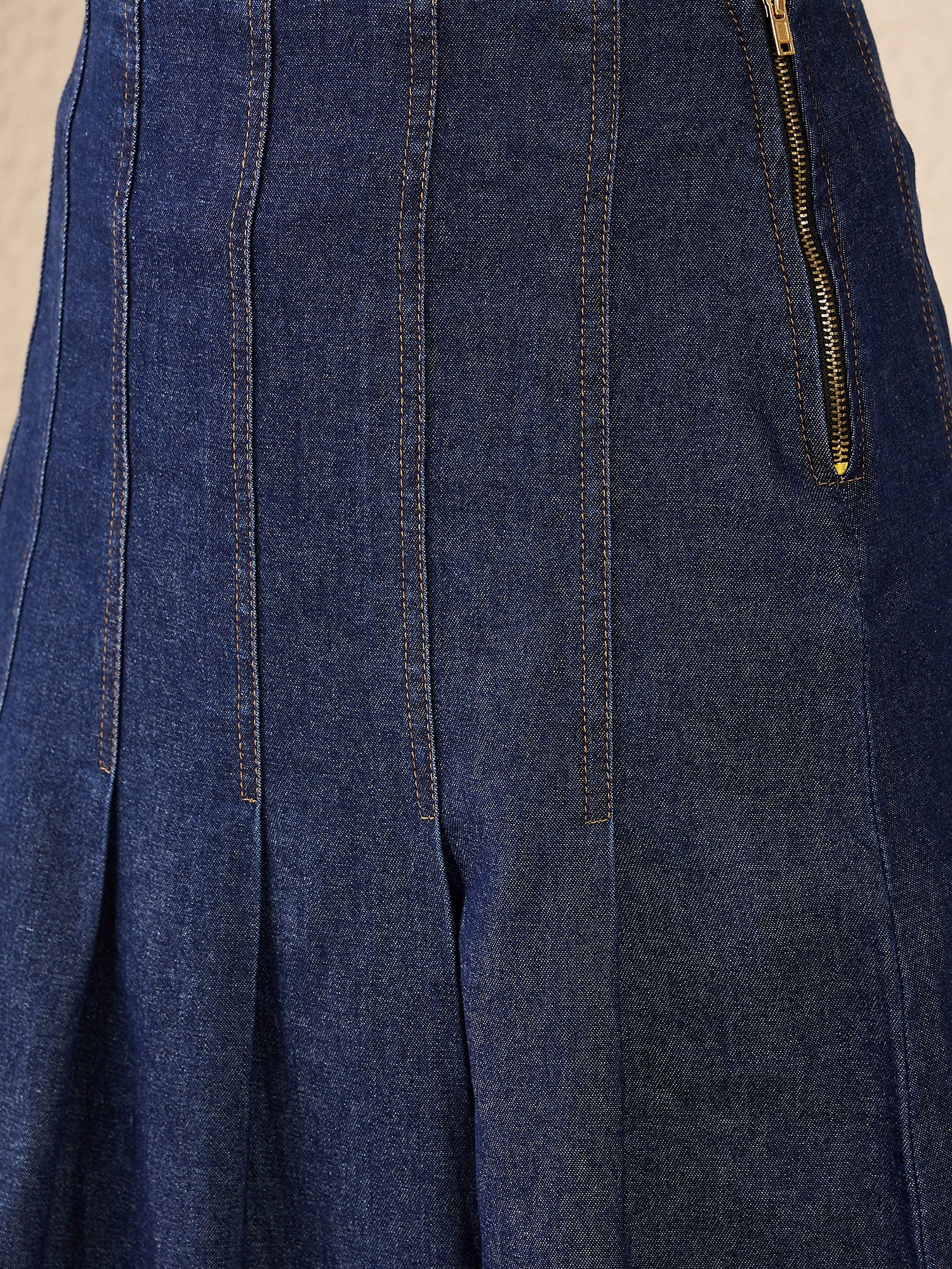 StyleStone Women's Denim Skirt with Box Pleats