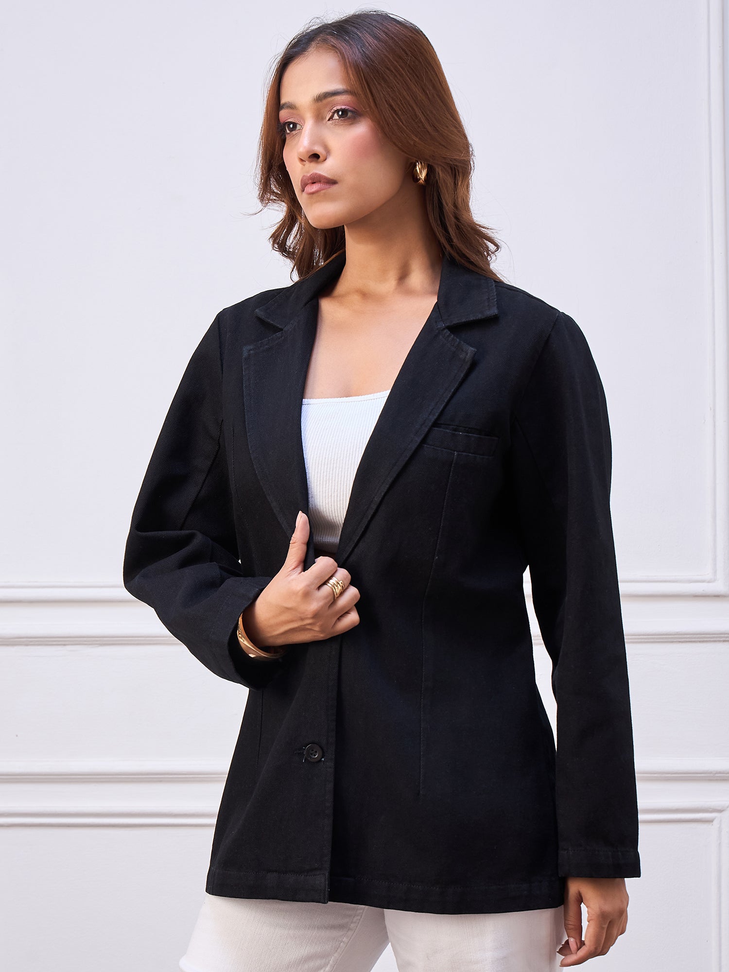 StyleStone Women's Denim Blazer Coat