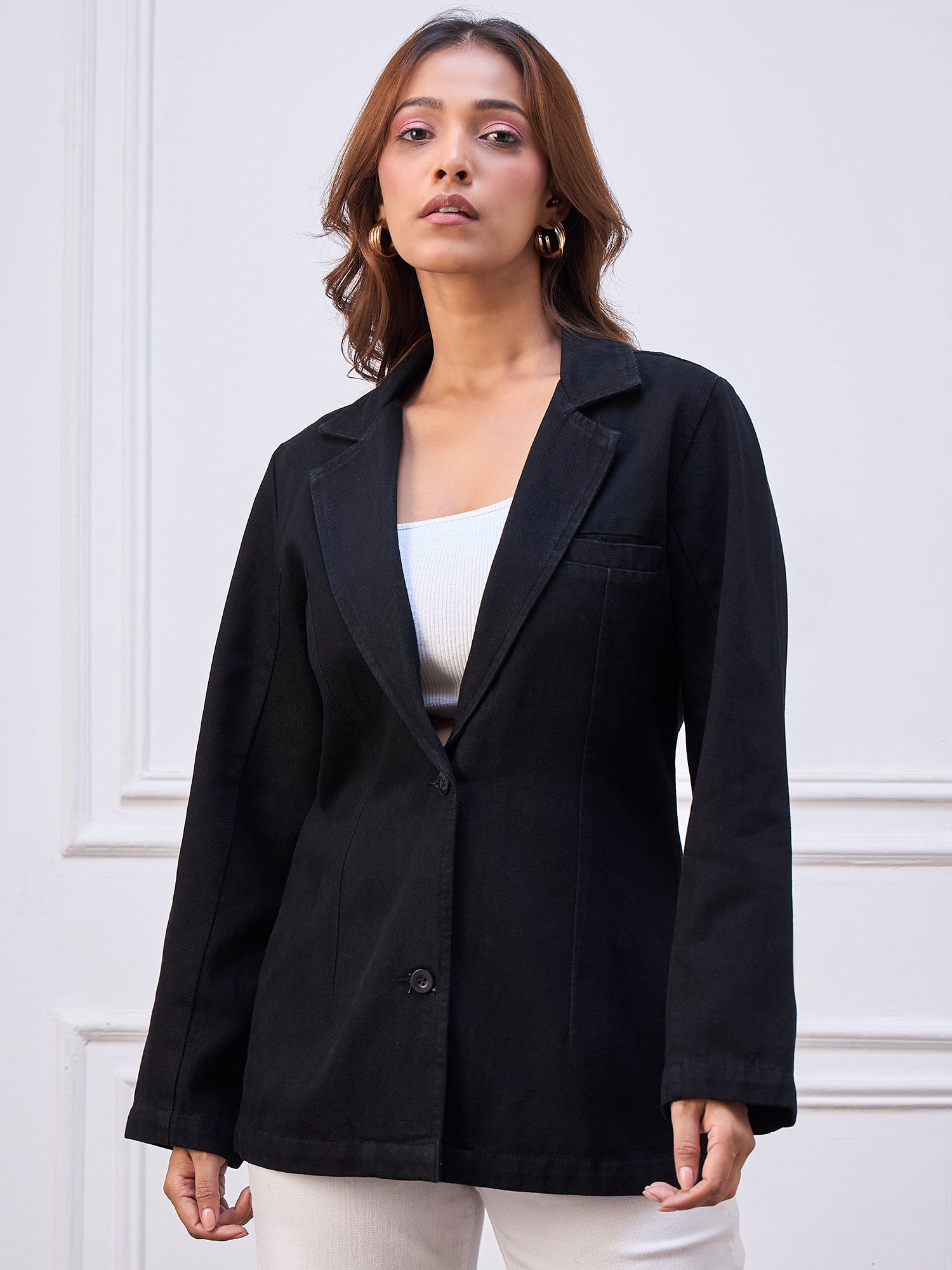 StyleStone Women's Denim Blazer Coat
