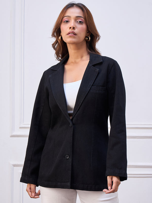 StyleStone Women's Denim Blazer Coat