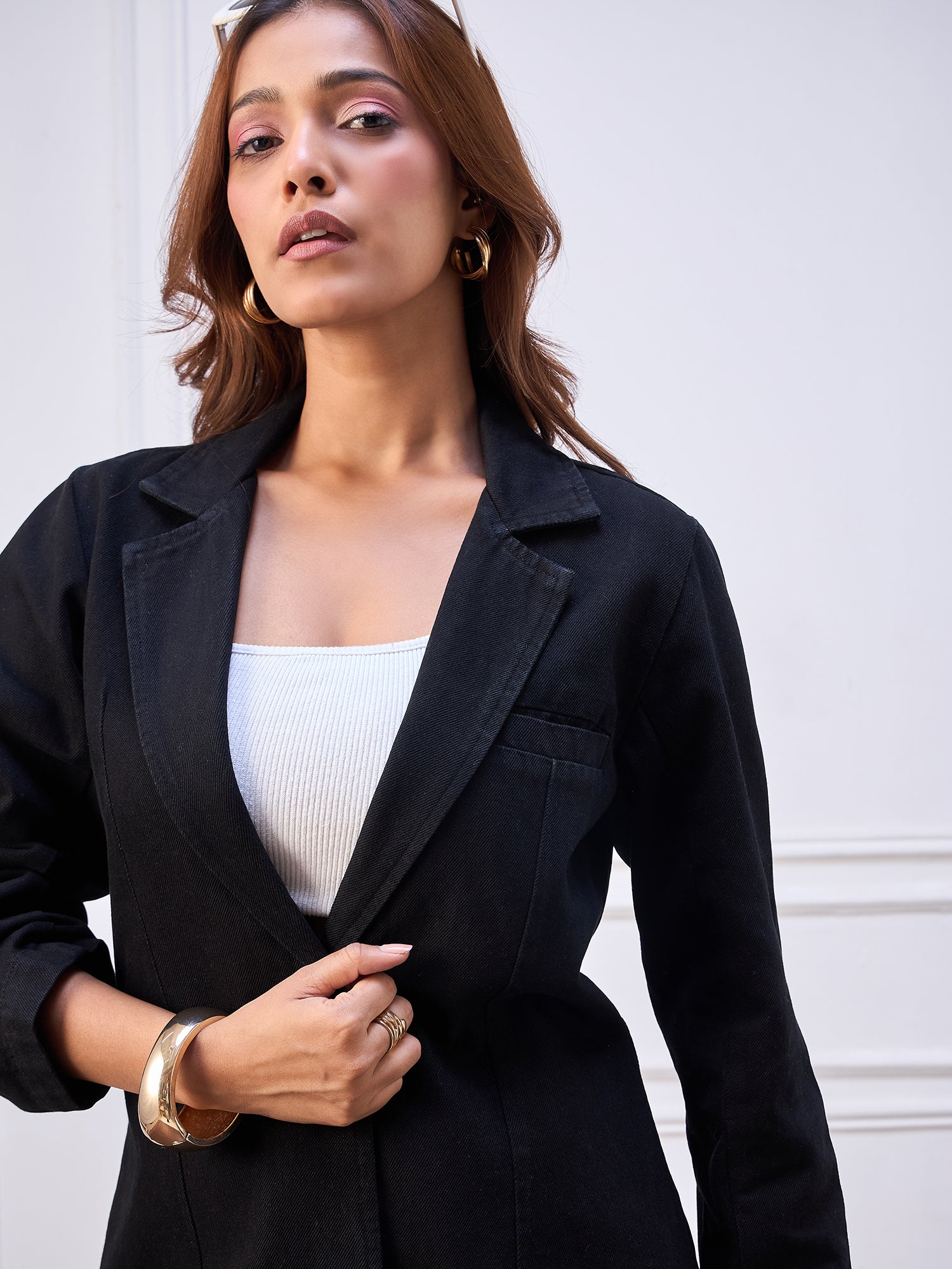 StyleStone Women's Denim Blazer Coat