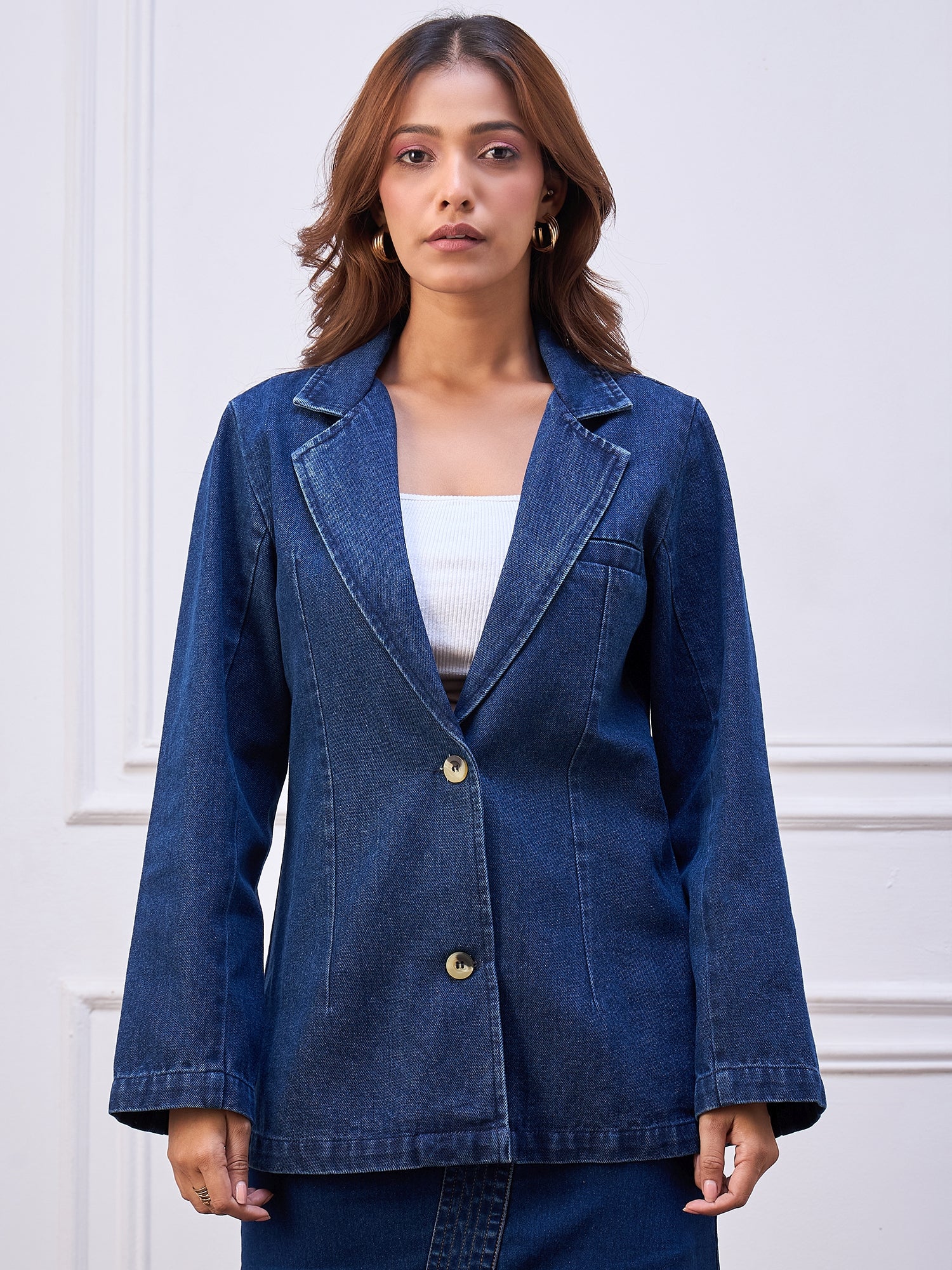 StyleStone Women's Denim Blazer Coat