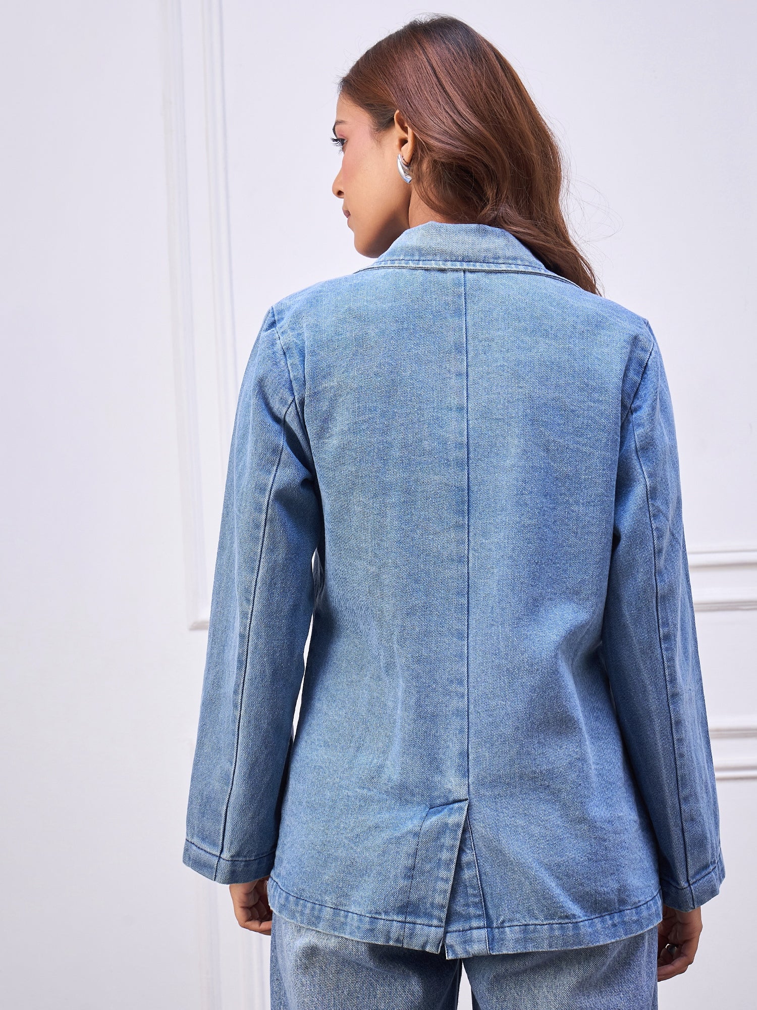 StyleStone Women's Denim Blazer Coat