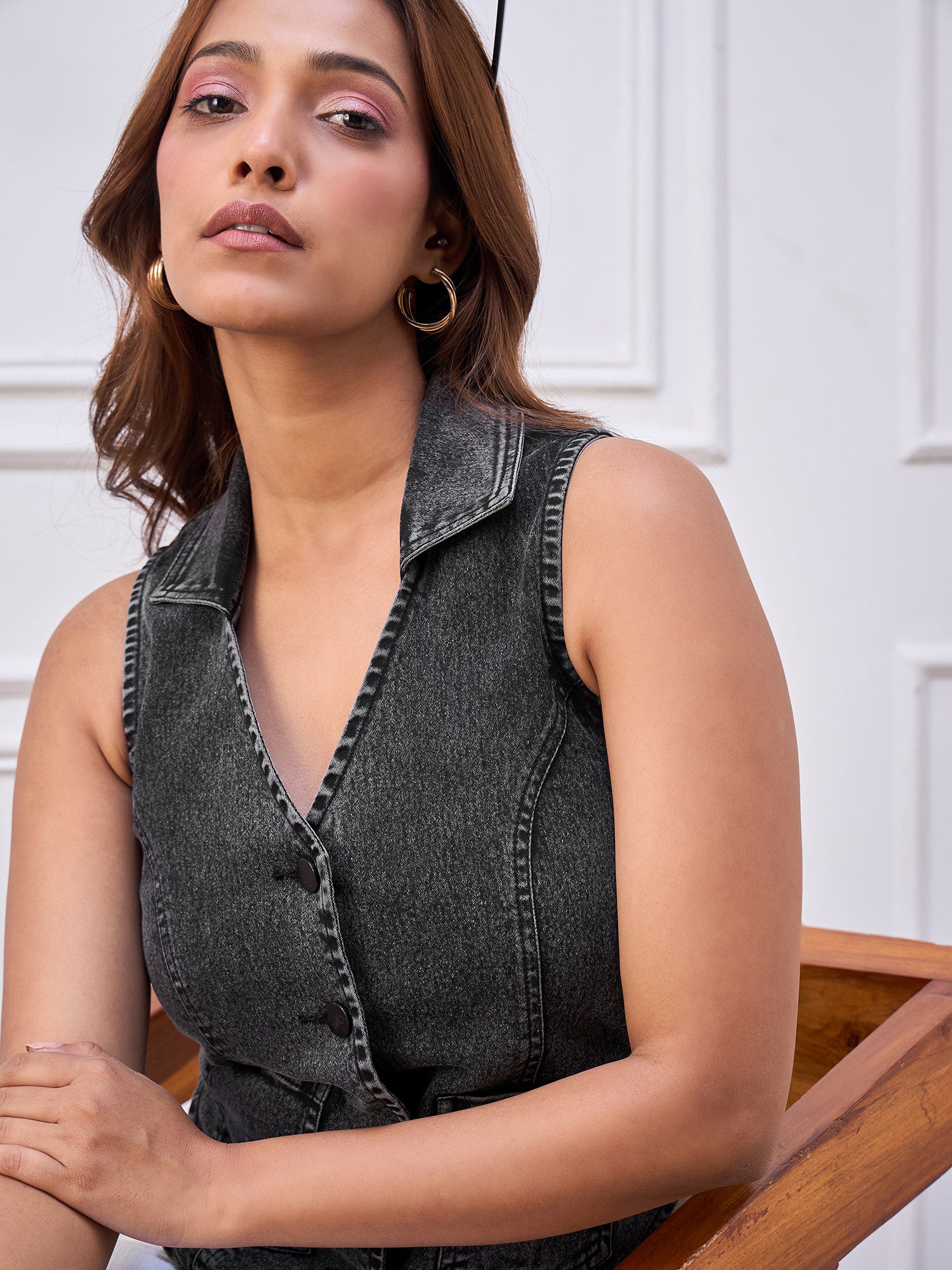 StyleStone Women's WaistCoat Style Sleeveless Top