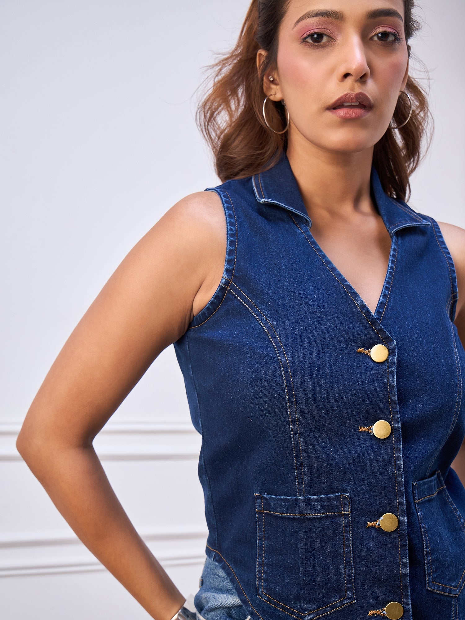 StyleStone Women's WaistCoat Style Sleeveless Top