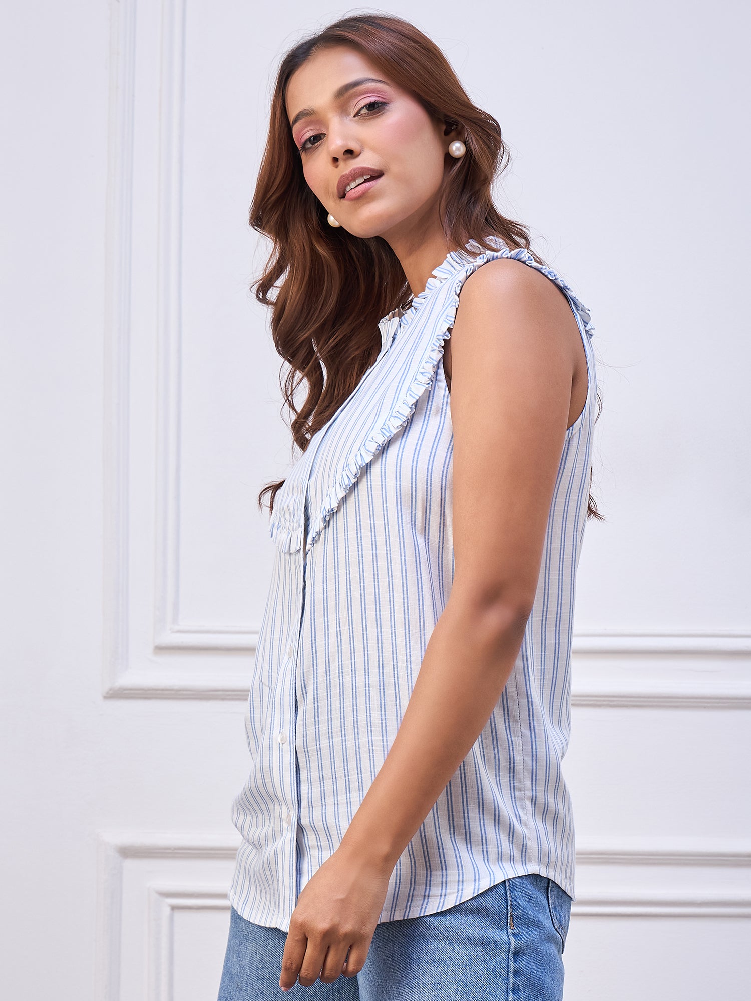 StyleStone Women's White Ruffle detail Top