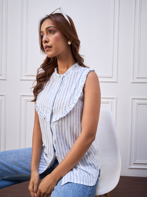 StyleStone Women's White Ruffle detail Top