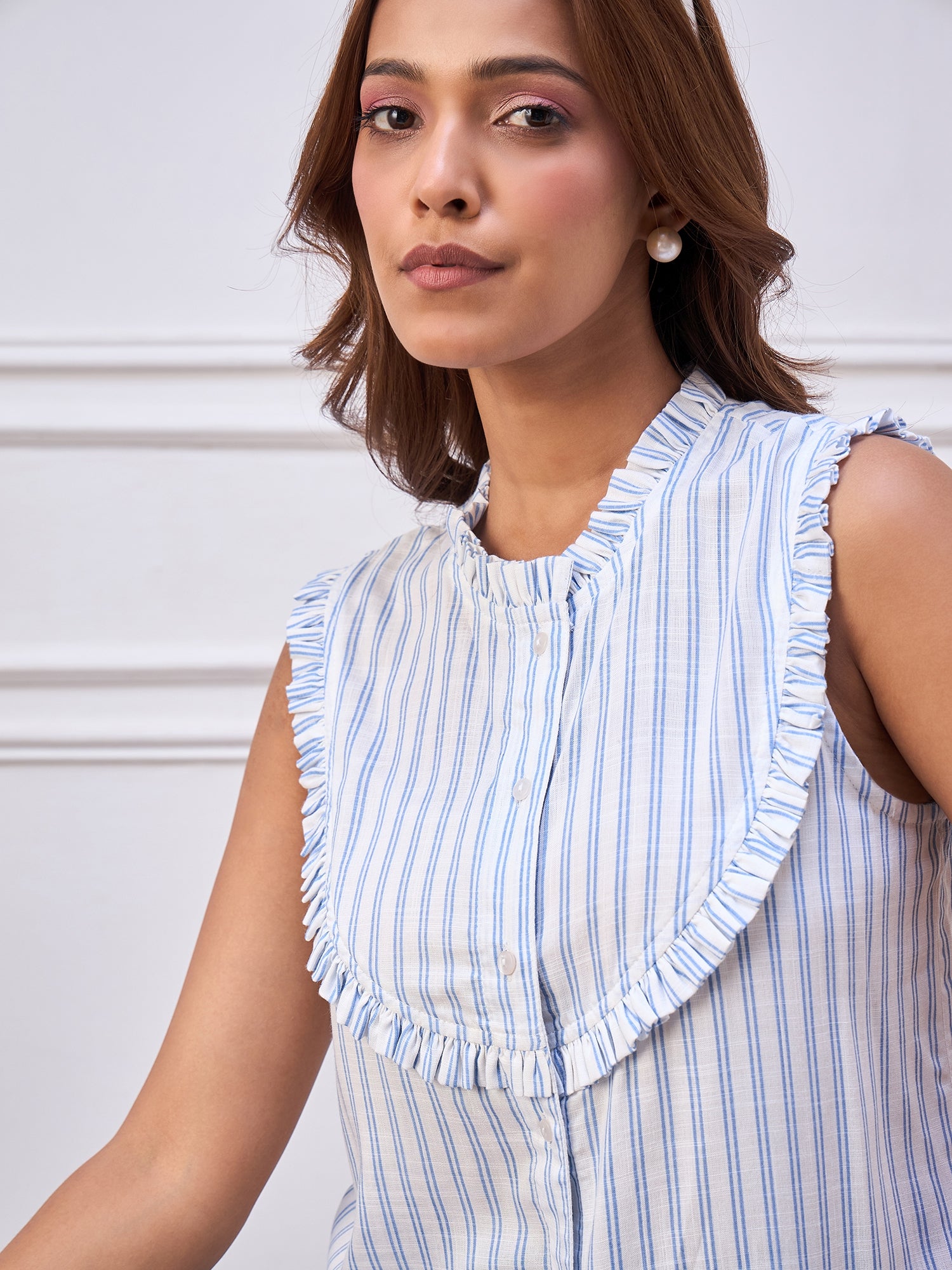 StyleStone Women's White Ruffle detail Top