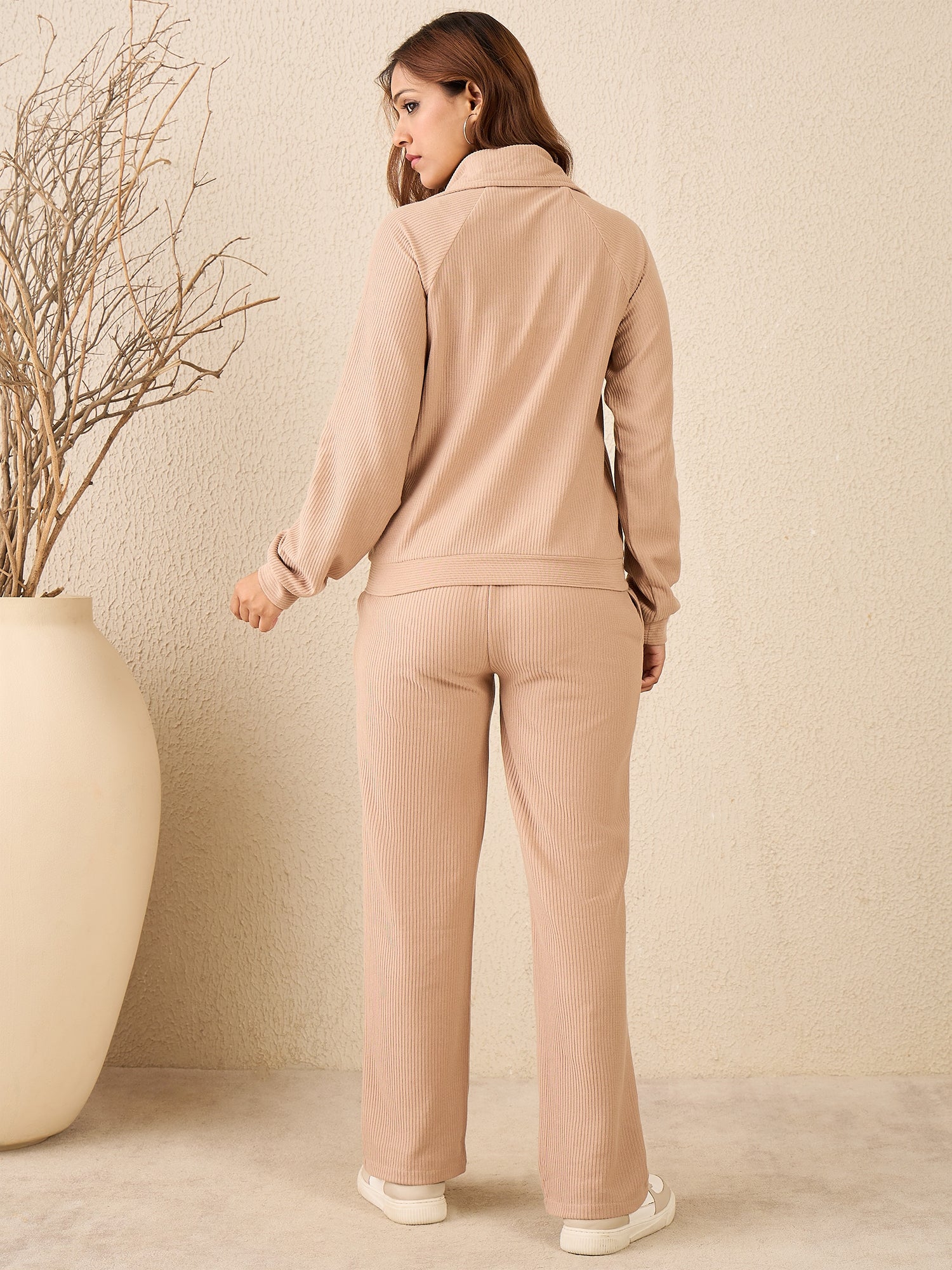 StyleStone Women's Ribbed Cotton Tracksuit