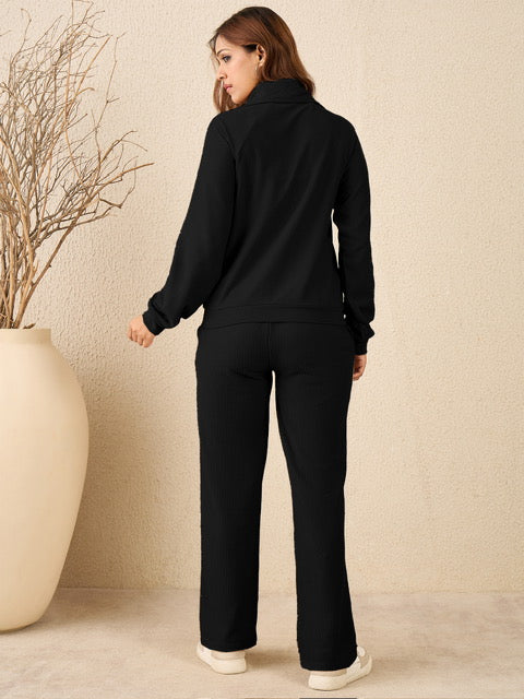 StyleStone Women's Ribbed Cotton Tracksuit