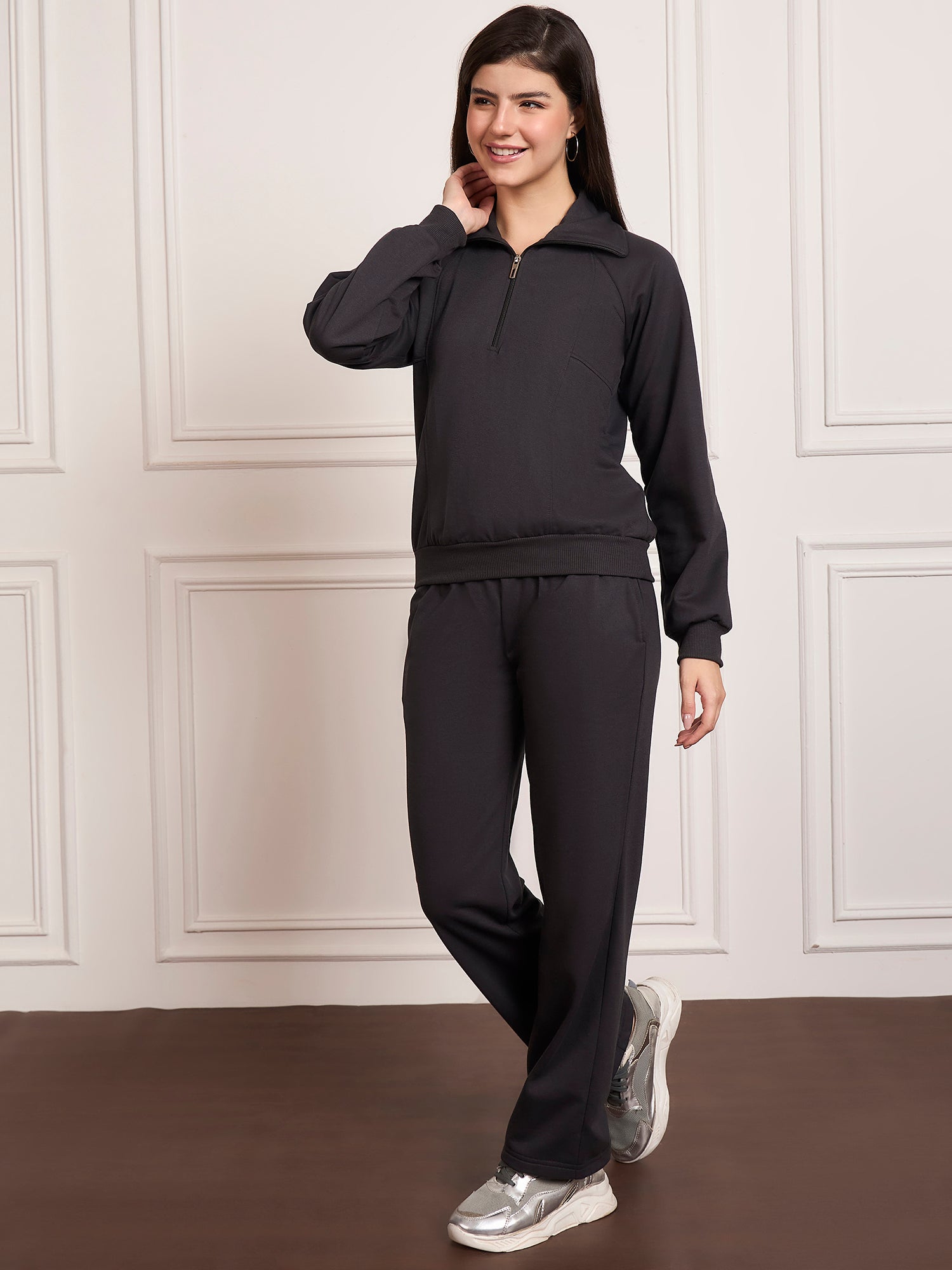 StyleStone Women's Fleece Tracksuit with Front Zip