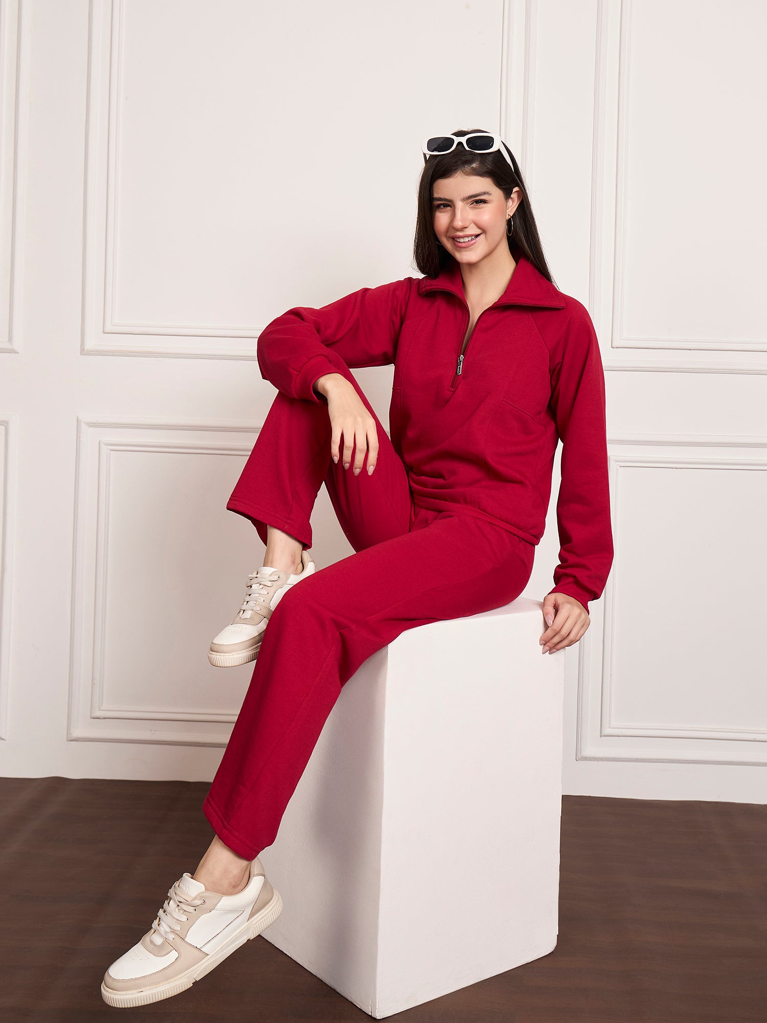 StyleStone Women's Fleece Tracksuit with Front Zip