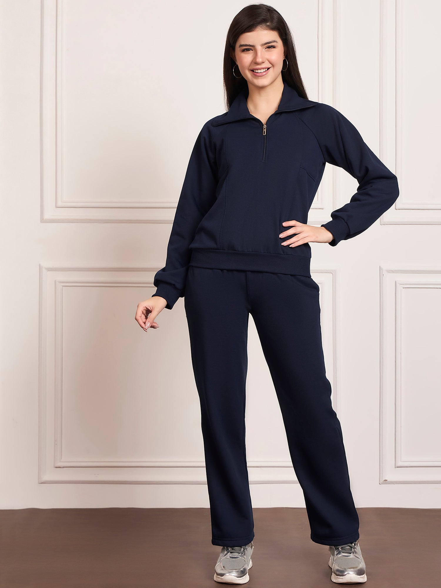 StyleStone Women's Fleece Tracksuit with Front Zip