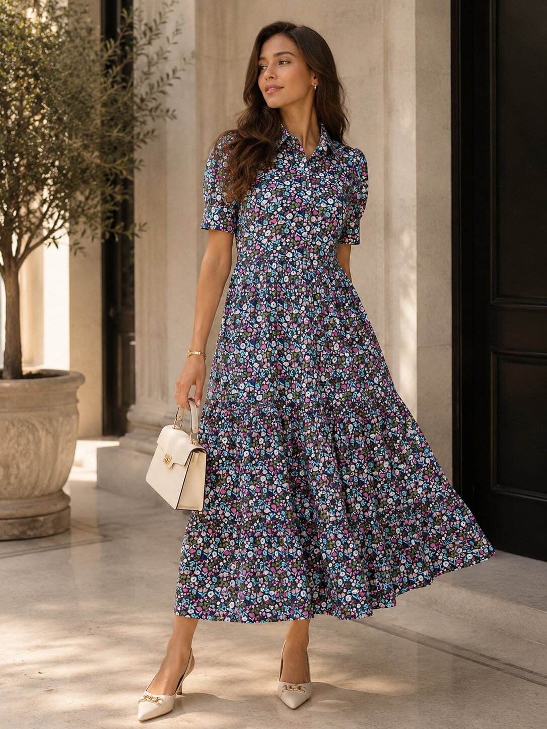 StyleStone Women's Cotton Multi colored Floral Printed Maxi Dress ...
