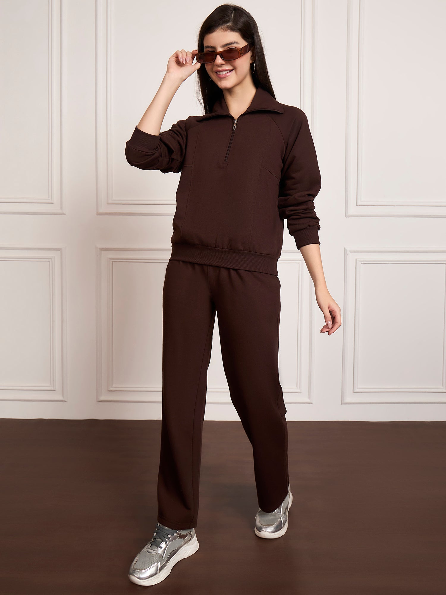 StyleStone Women's Fleece Tracksuit with Front Zip