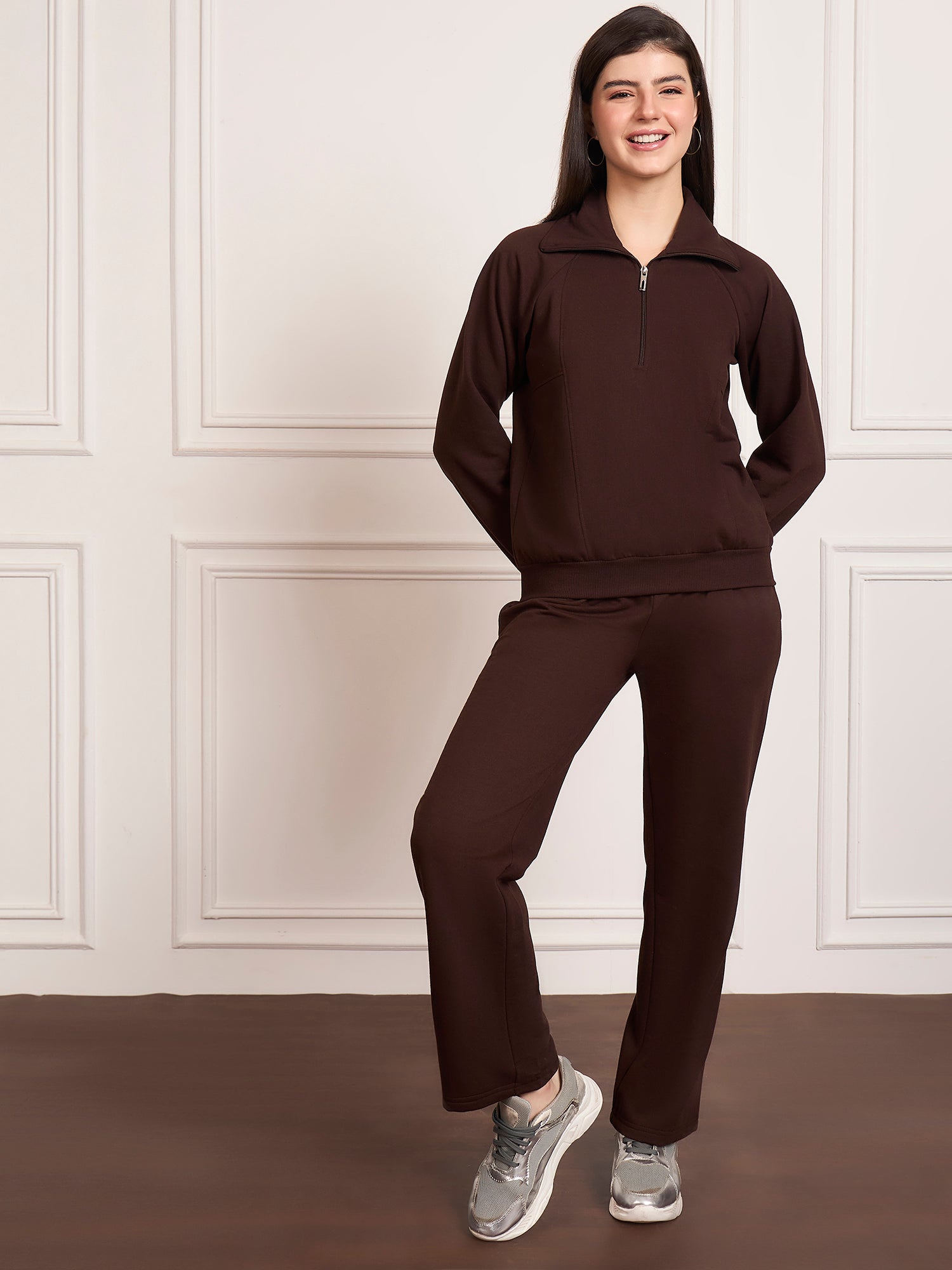 StyleStone Women's Fleece Tracksuit with Front Zip