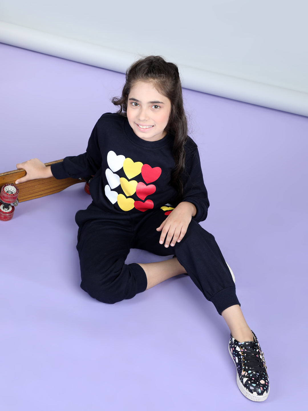 StyleStone Girls Heart Printed Tracksuit