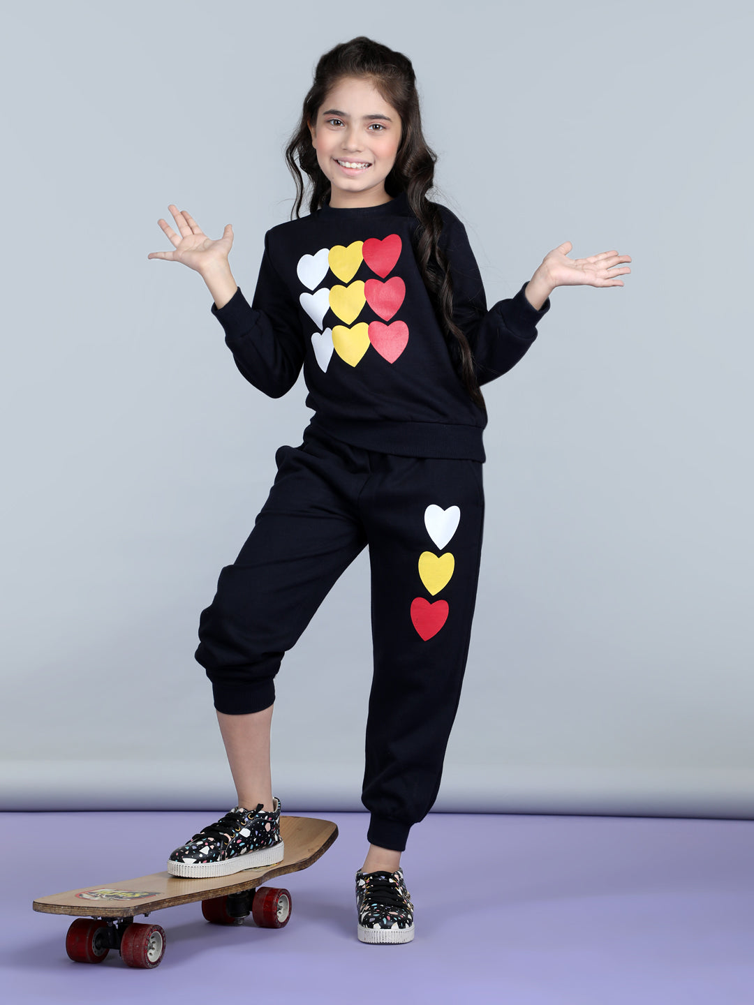 StyleStone Girls Heart Printed Tracksuit